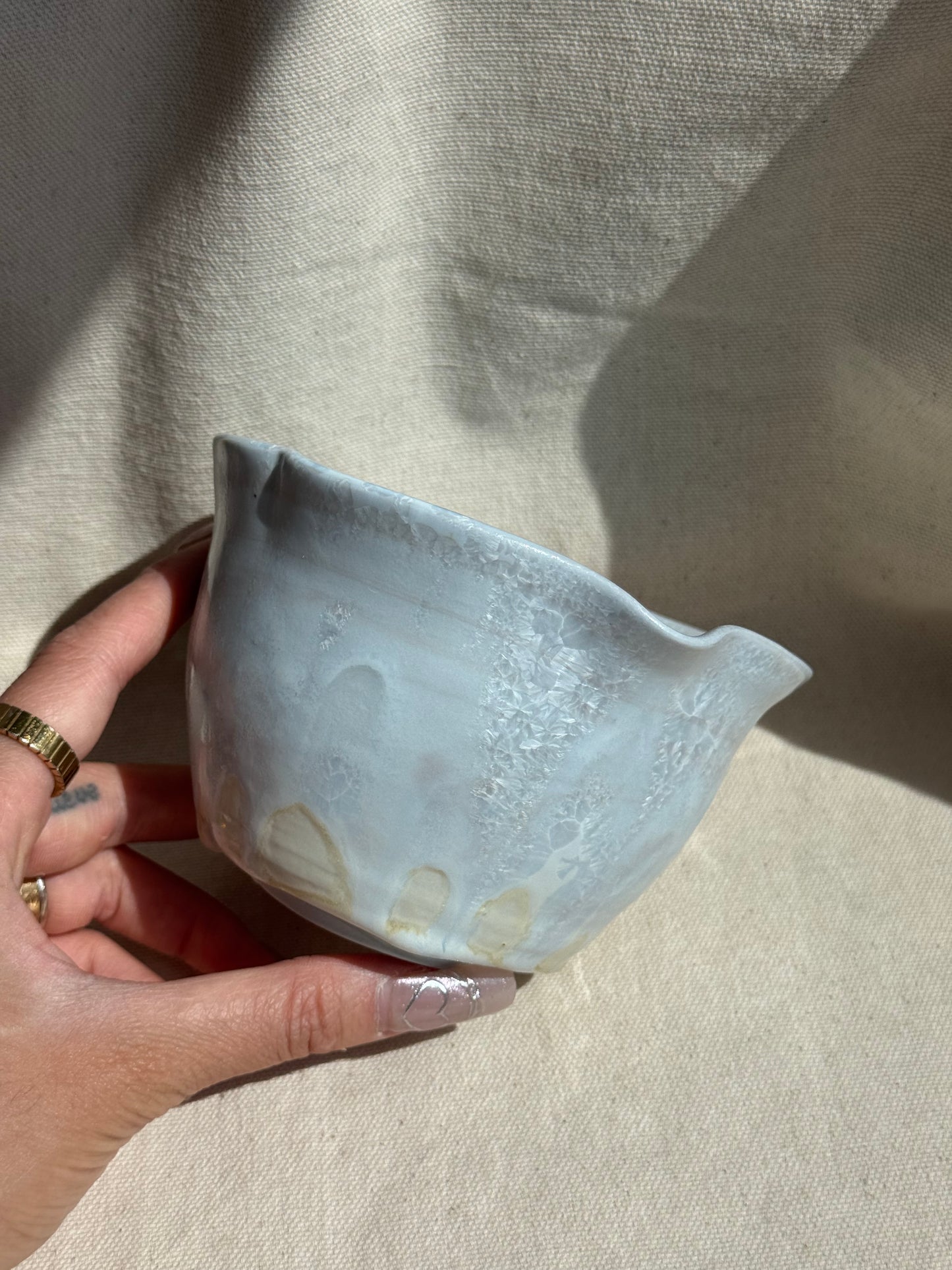 MATCHA BOWL MATTE PALE BLUE FLORAL KATAKUCHI πΈ