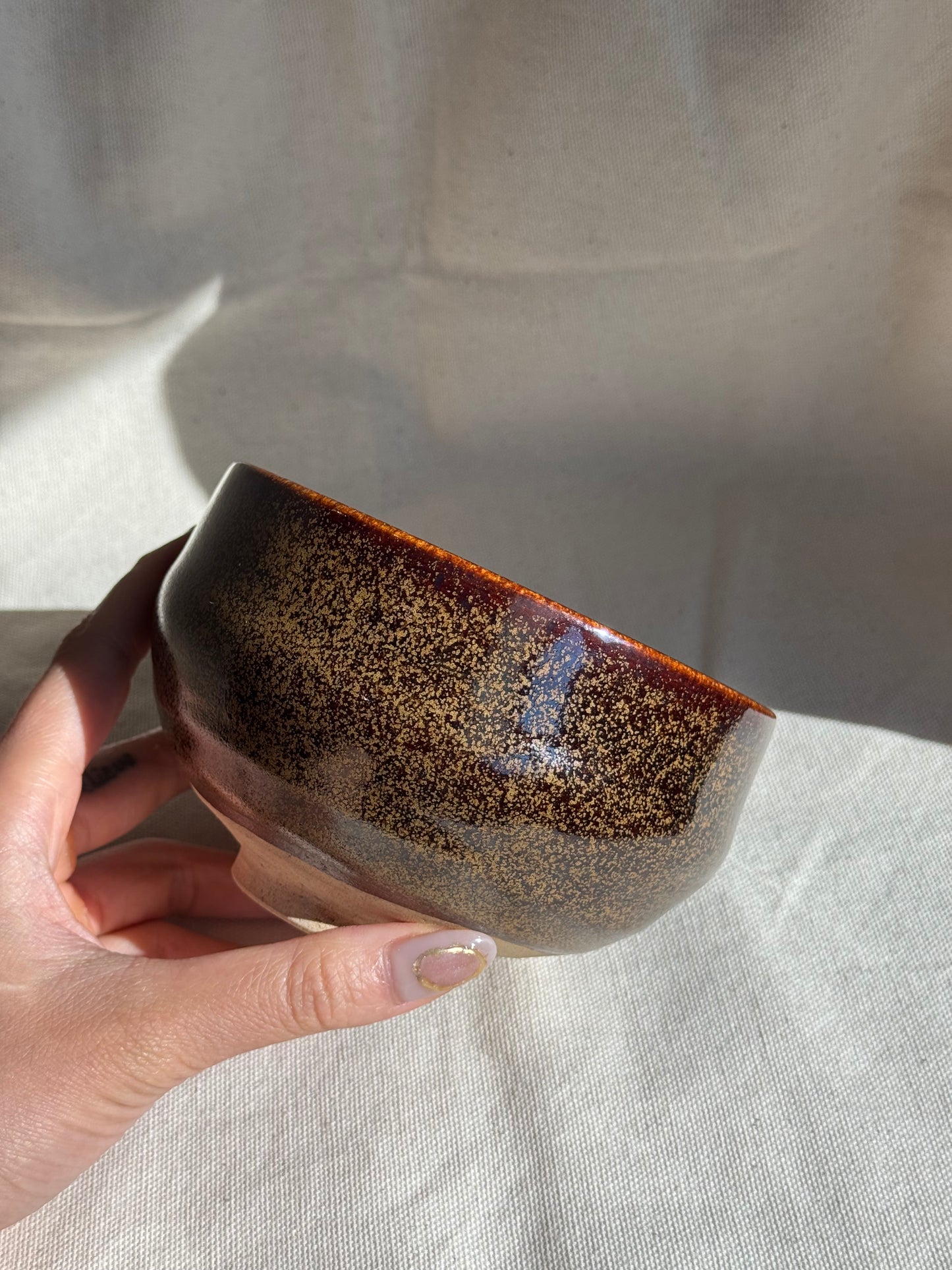 MATCHA BOWL KYO YAKI GOLDEN BROWN GLAZE πΈ