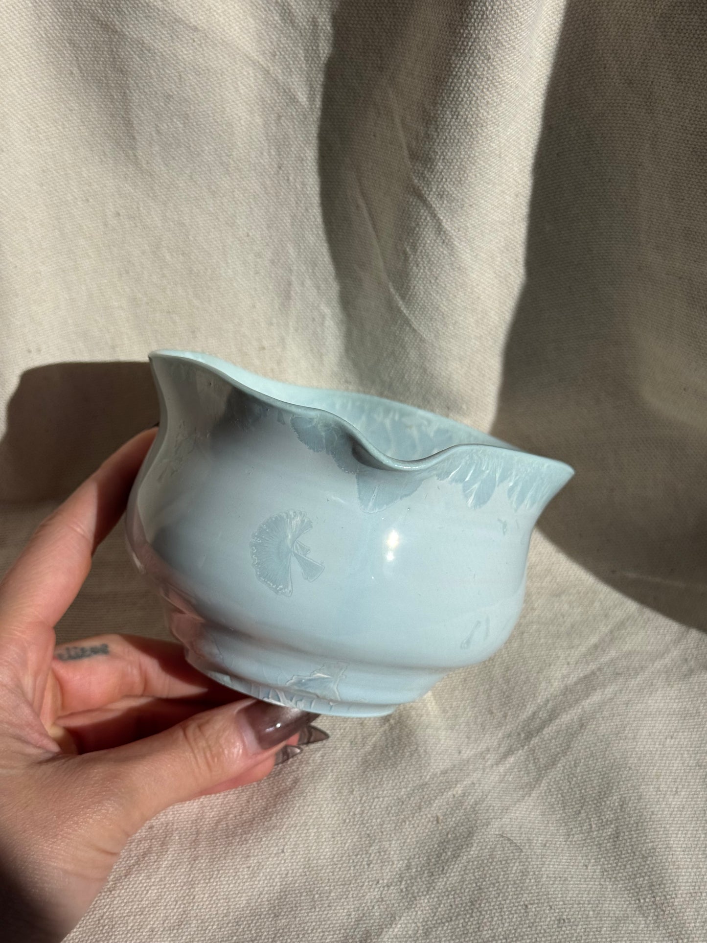 MATCHA BOWL MINTY GREEN IRREGULAR FLORAL KATAKUCHI πΈ