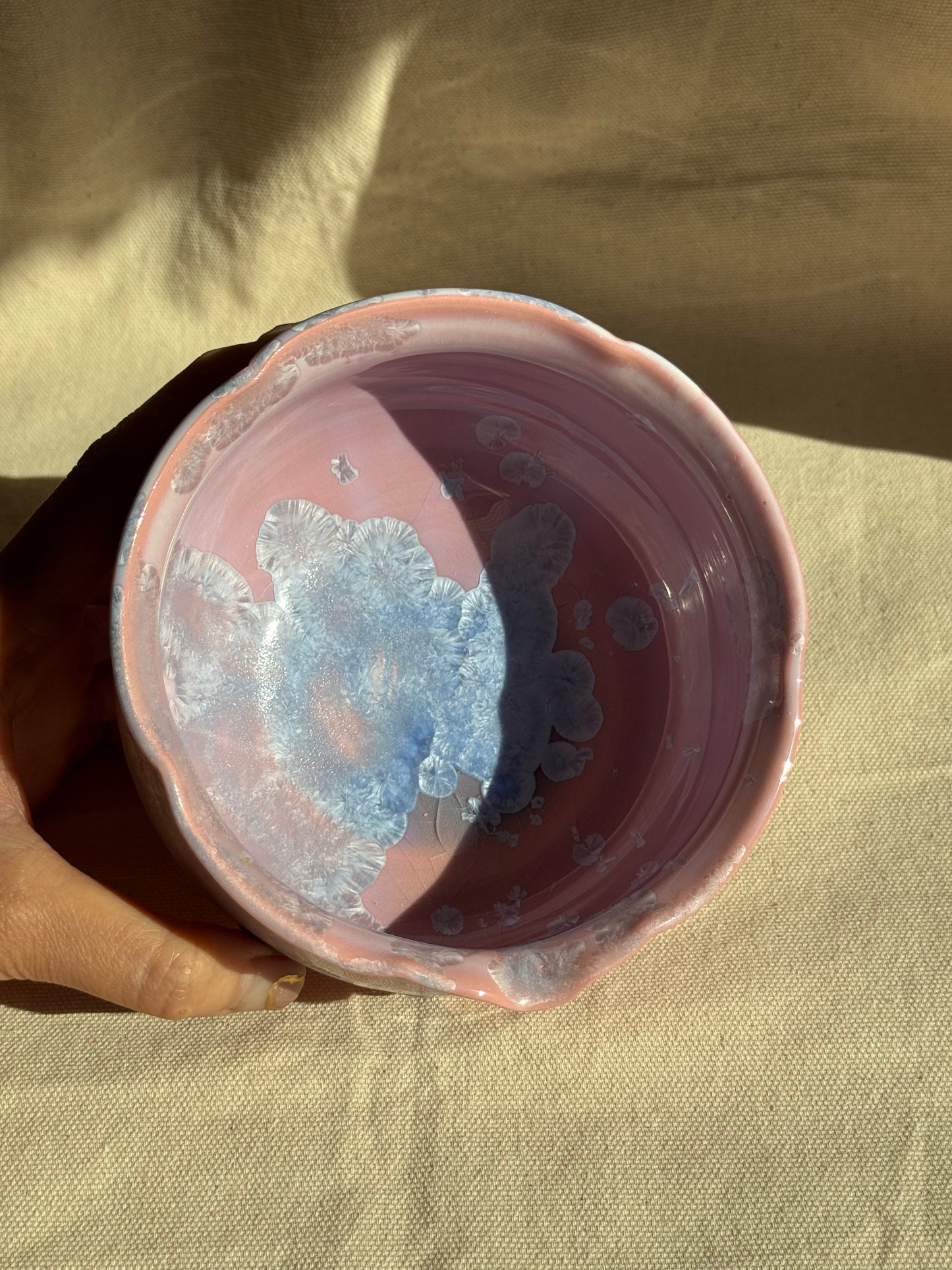 MATCHA BOWL FLORAL PINK DRIPPING GLAZE KATAKUCHI 🌸