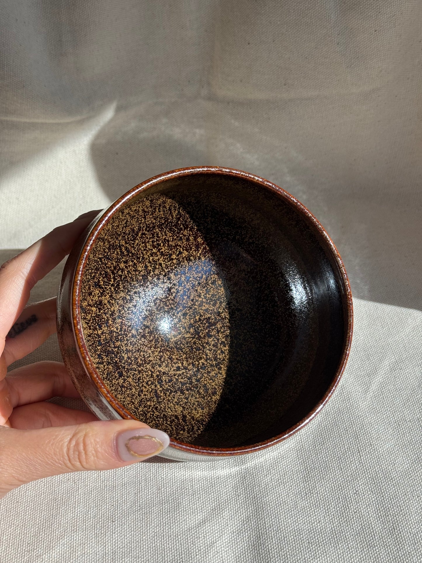 MATCHA BOWL KYO YAKI GOLDEN BROWN GLAZE πΈ