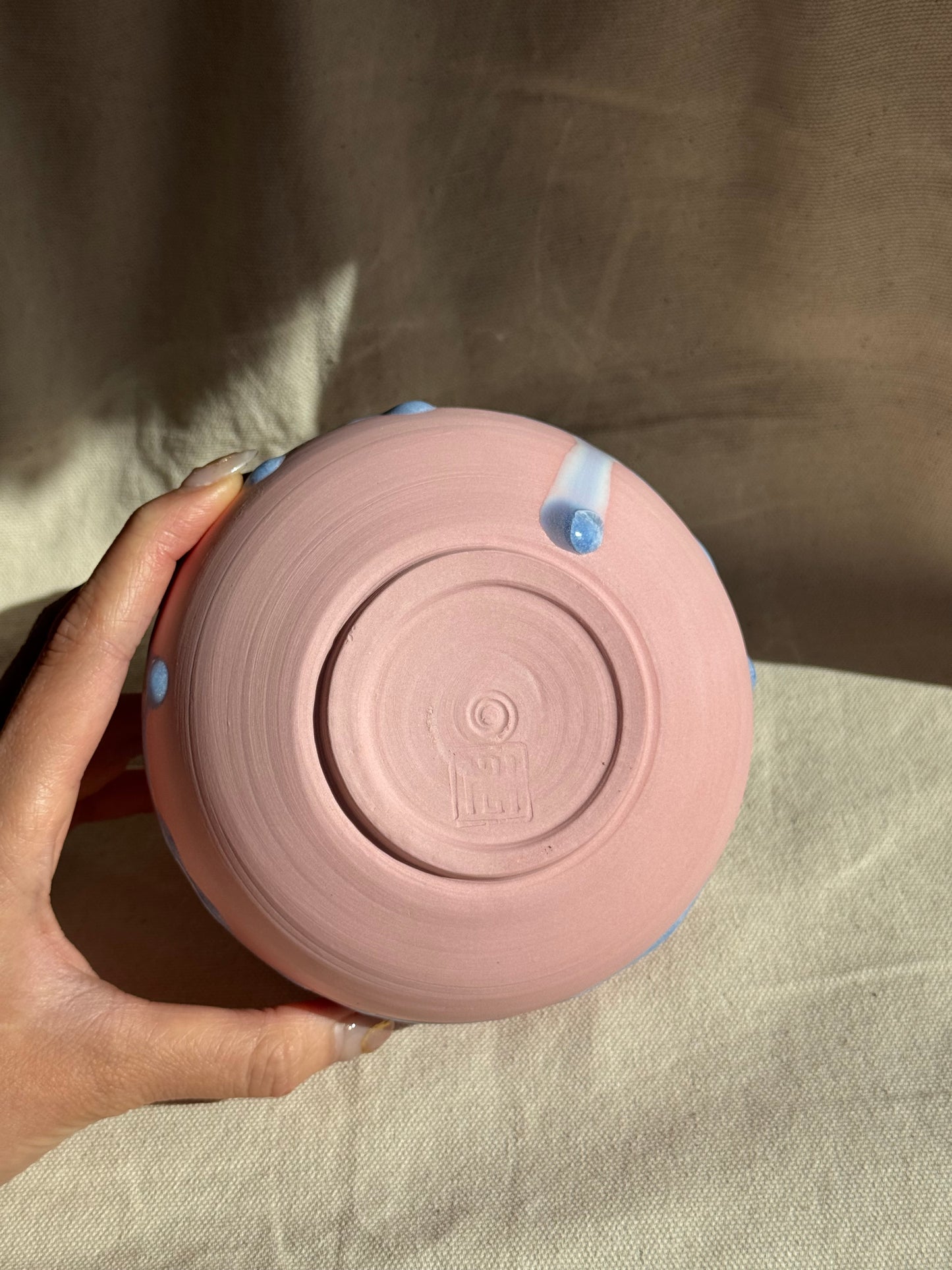 MATCHA BOWL FLORAL PINK DRIPPING GLAZE KATAKUCHI 🌸