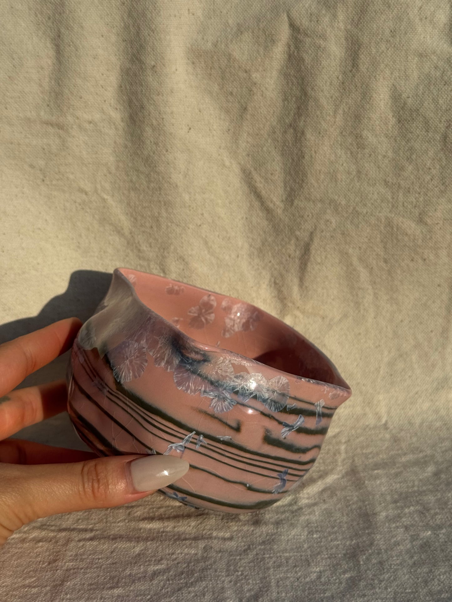 MATCHA BOWL BLACK PINK BLENDED GLAZE 🌸