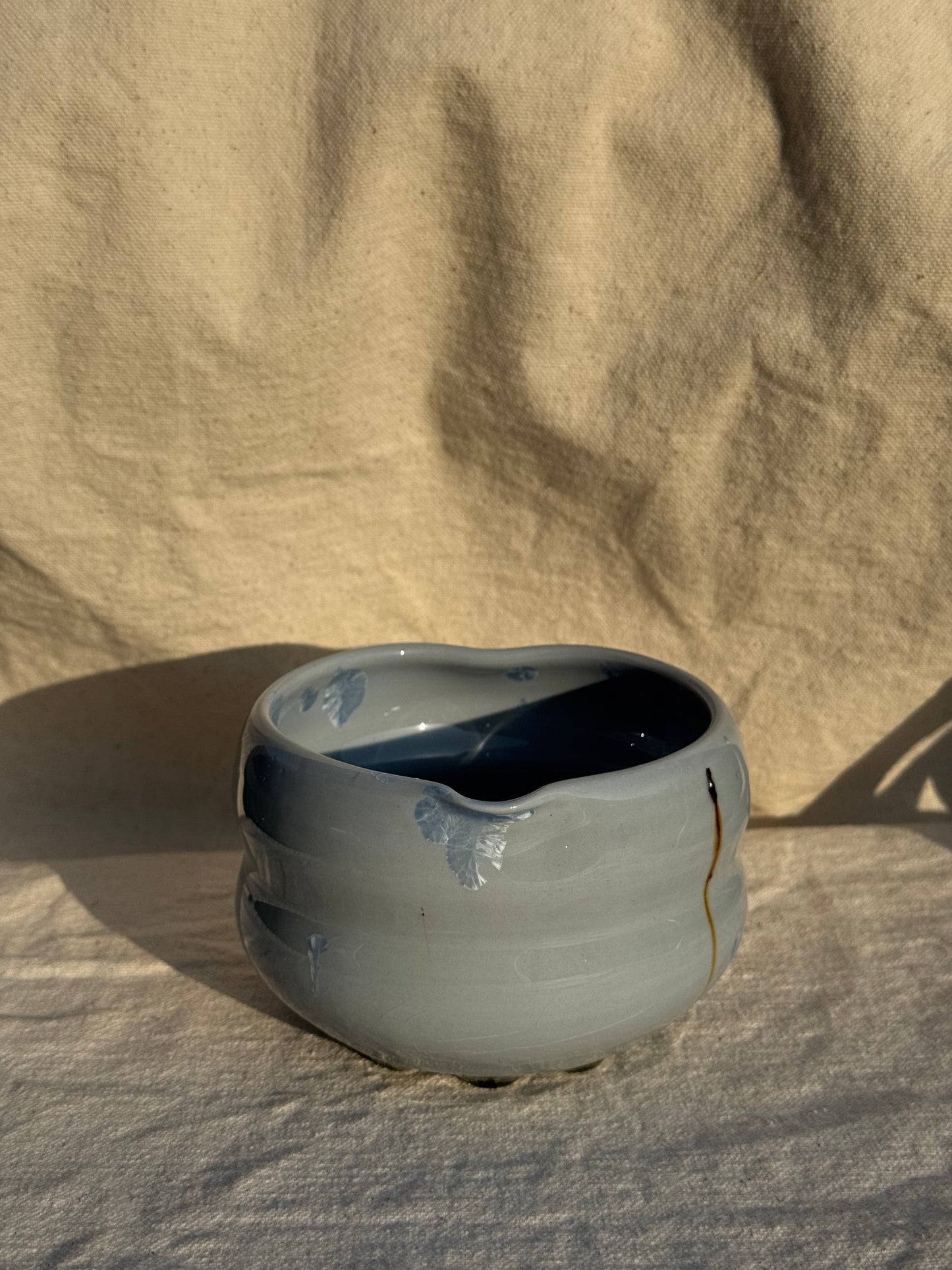 MATCHA BOWL HOURGLASS GREY GLAZE KATAKUCHI 🌸