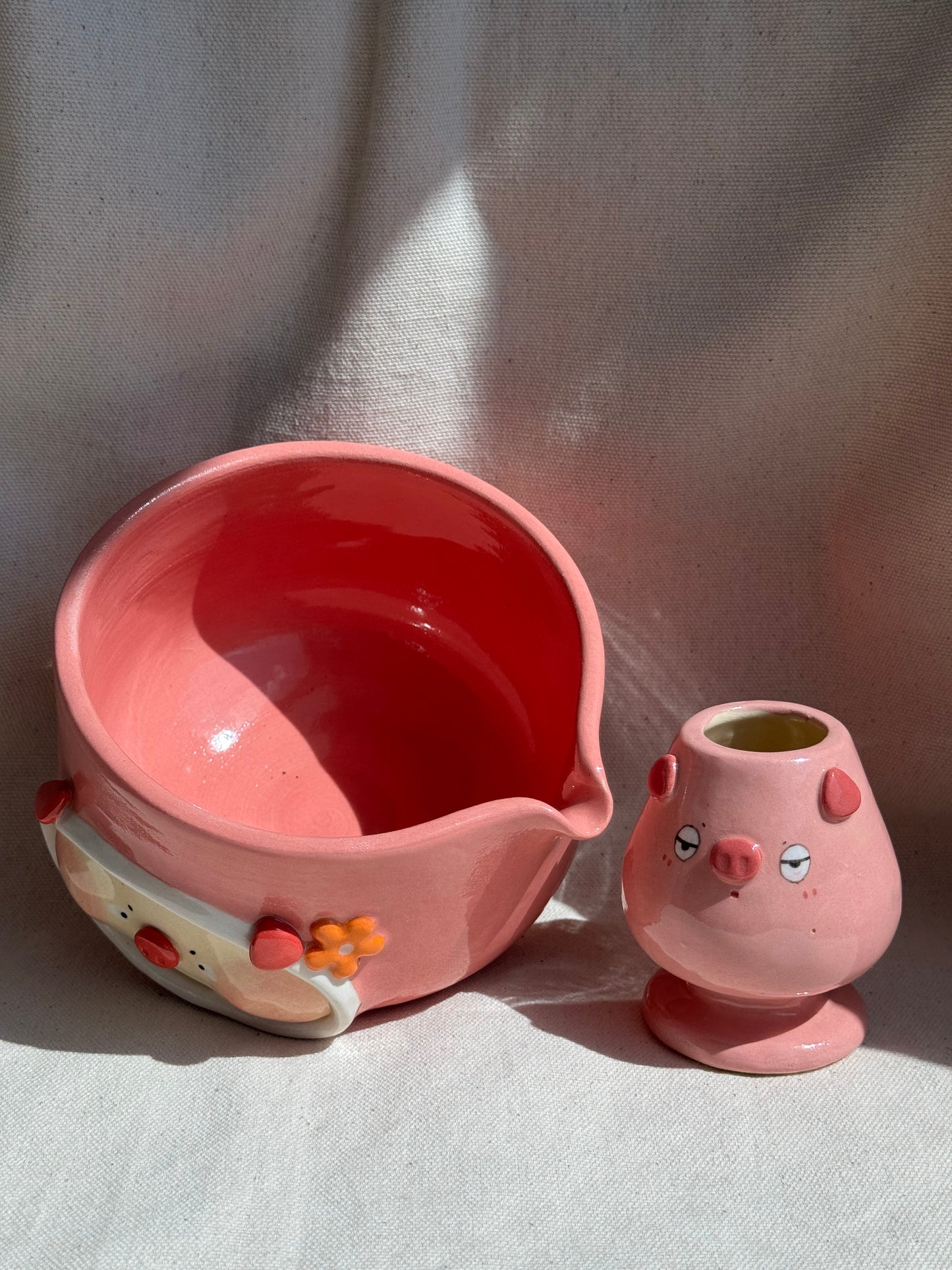 MATCHA BOWL PINK PIGGY KATAKUCHI SET πΈ
