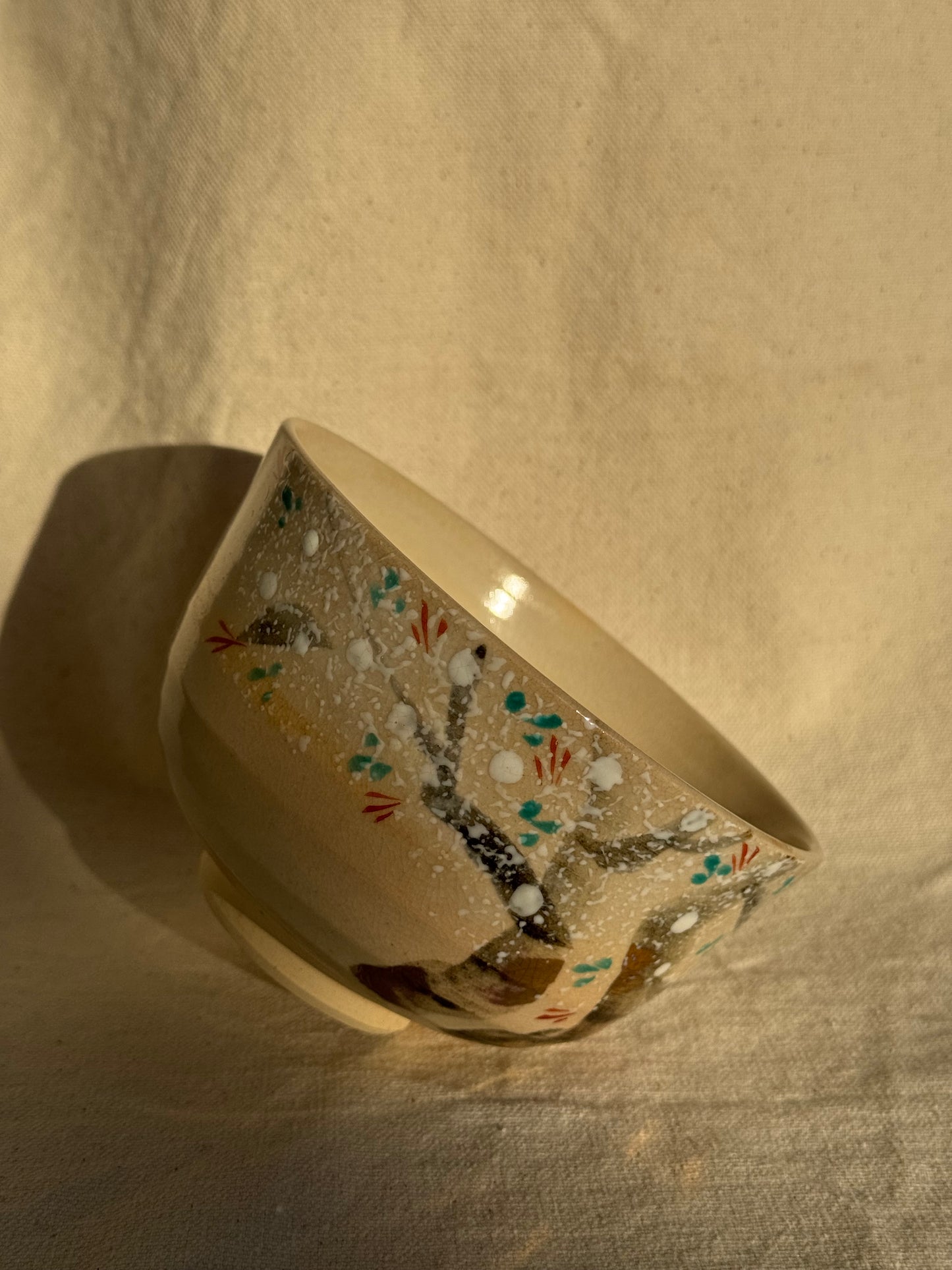 TEA BOWL KYO YAKI TREE FLAKE GLAZE 🌸