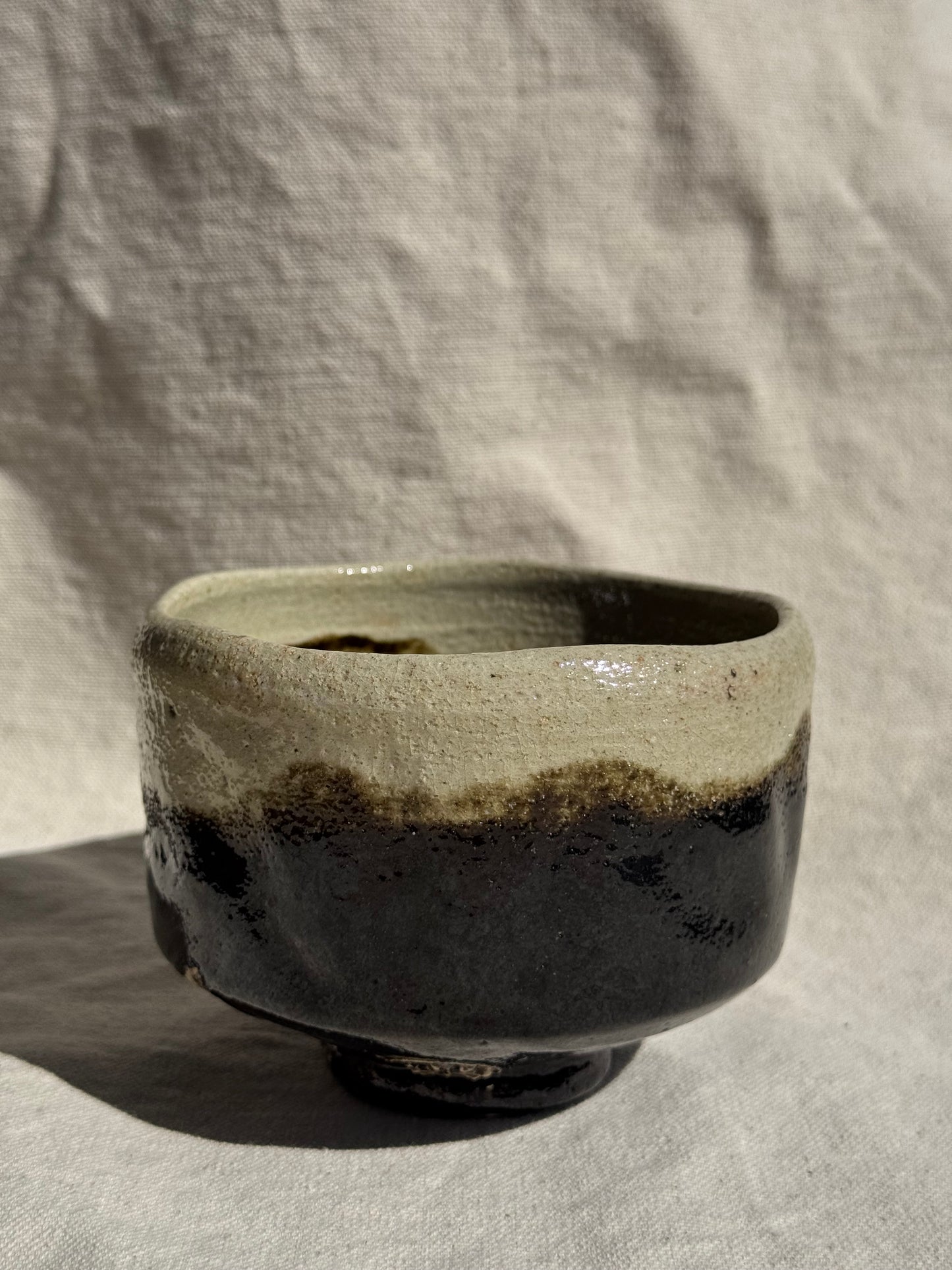 MATCHA TEA BOWL KURO RAKU WHTE GLAZE 🌸