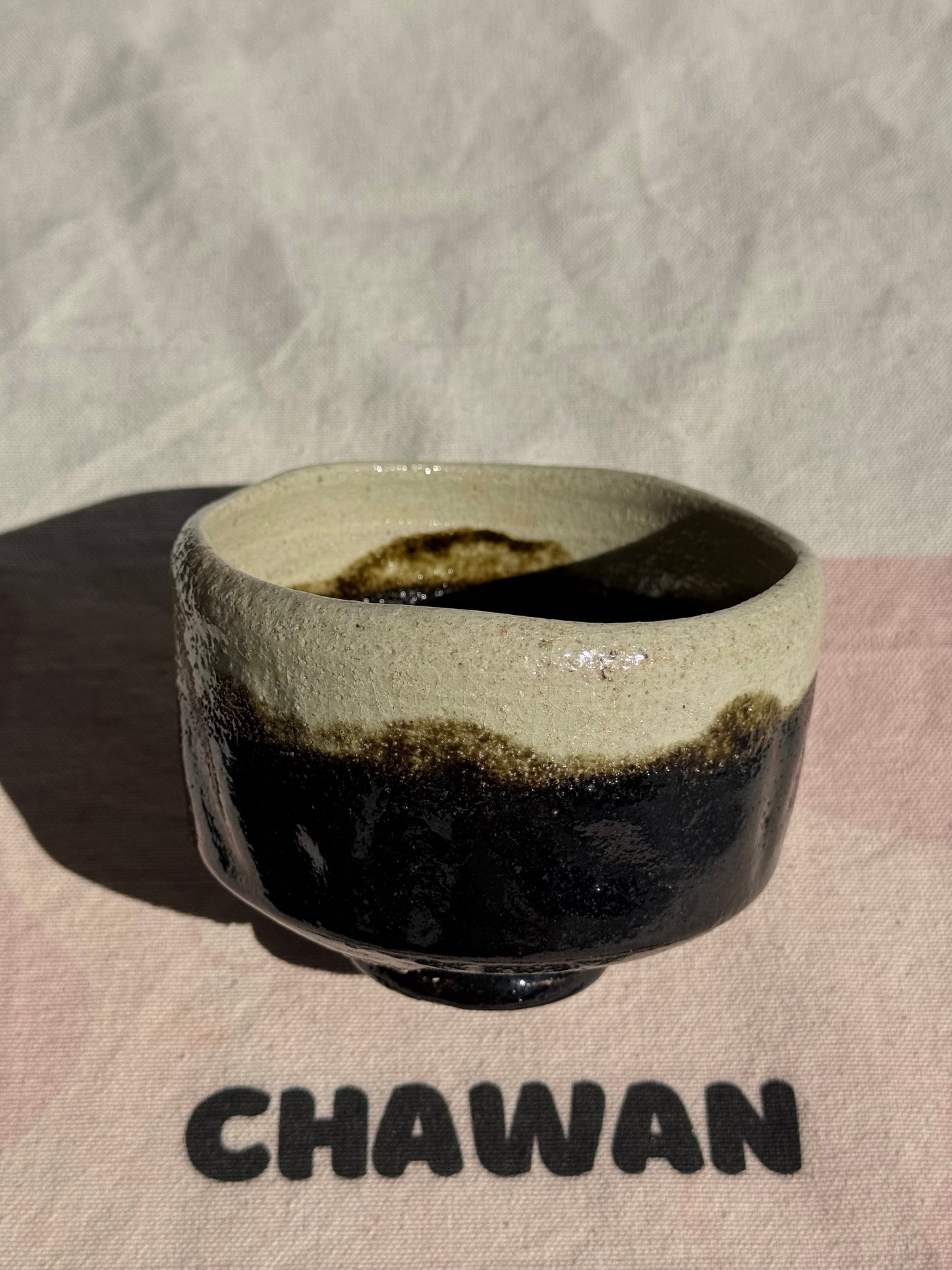 MATCHA TEA BOWL KURO RAKU WHTE GLAZE 🌸