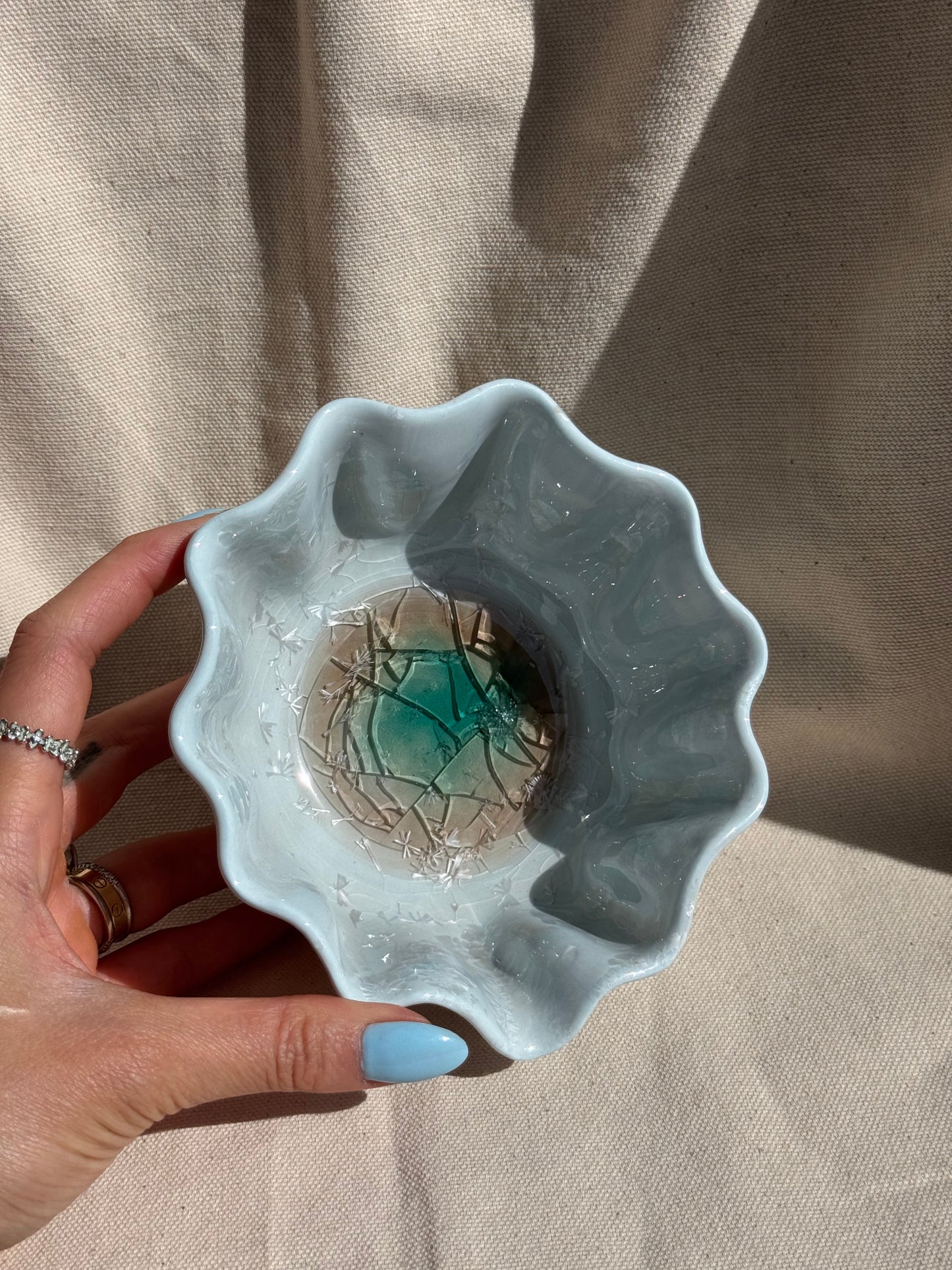 MATCHA BOWL SEASHELL BABY BLUE GLAZE KATAKUCHI 🌸