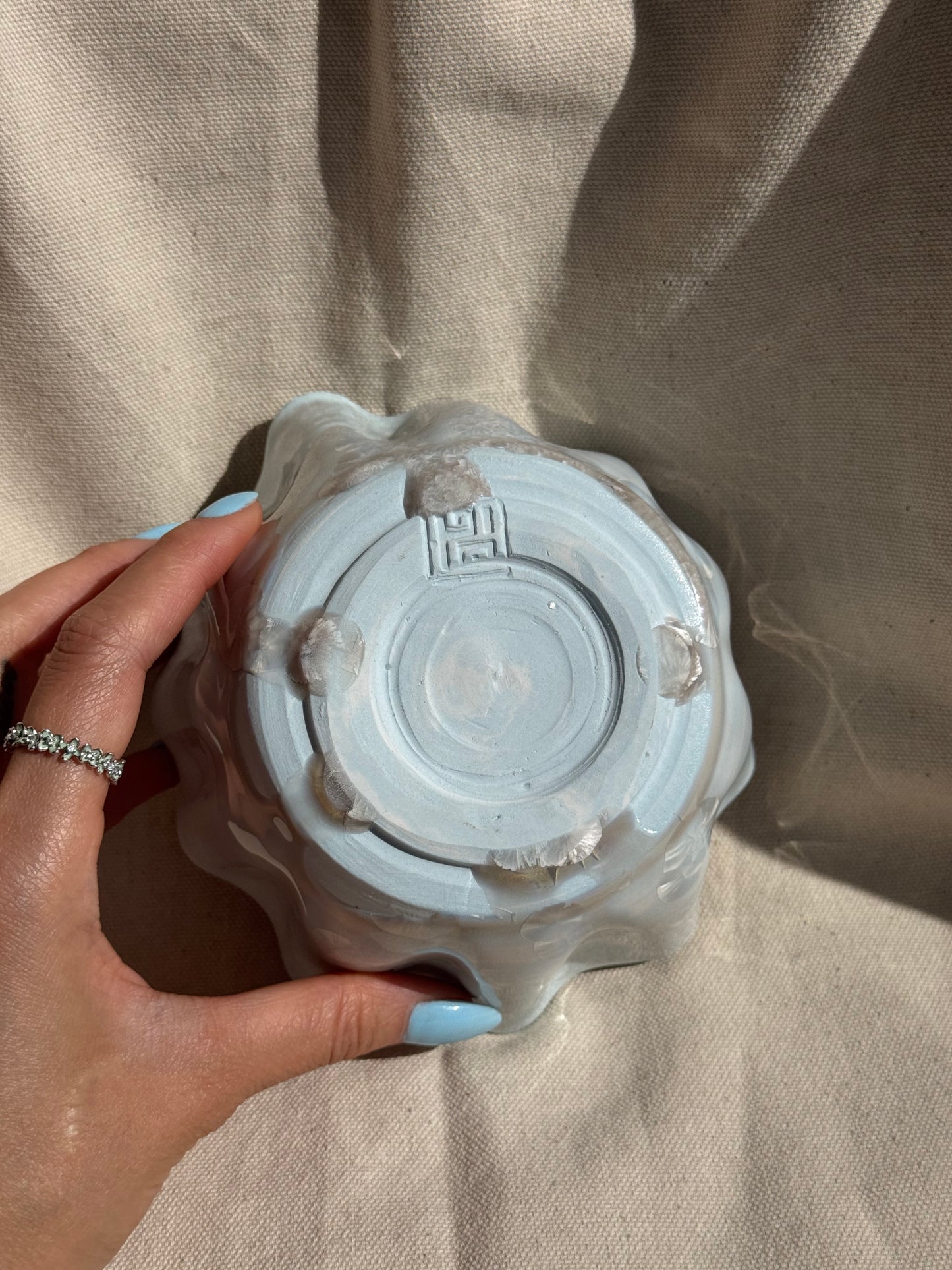 MATCHA BOWL SEASHELL BABY BLUE GLAZE KATAKUCHI 🌸