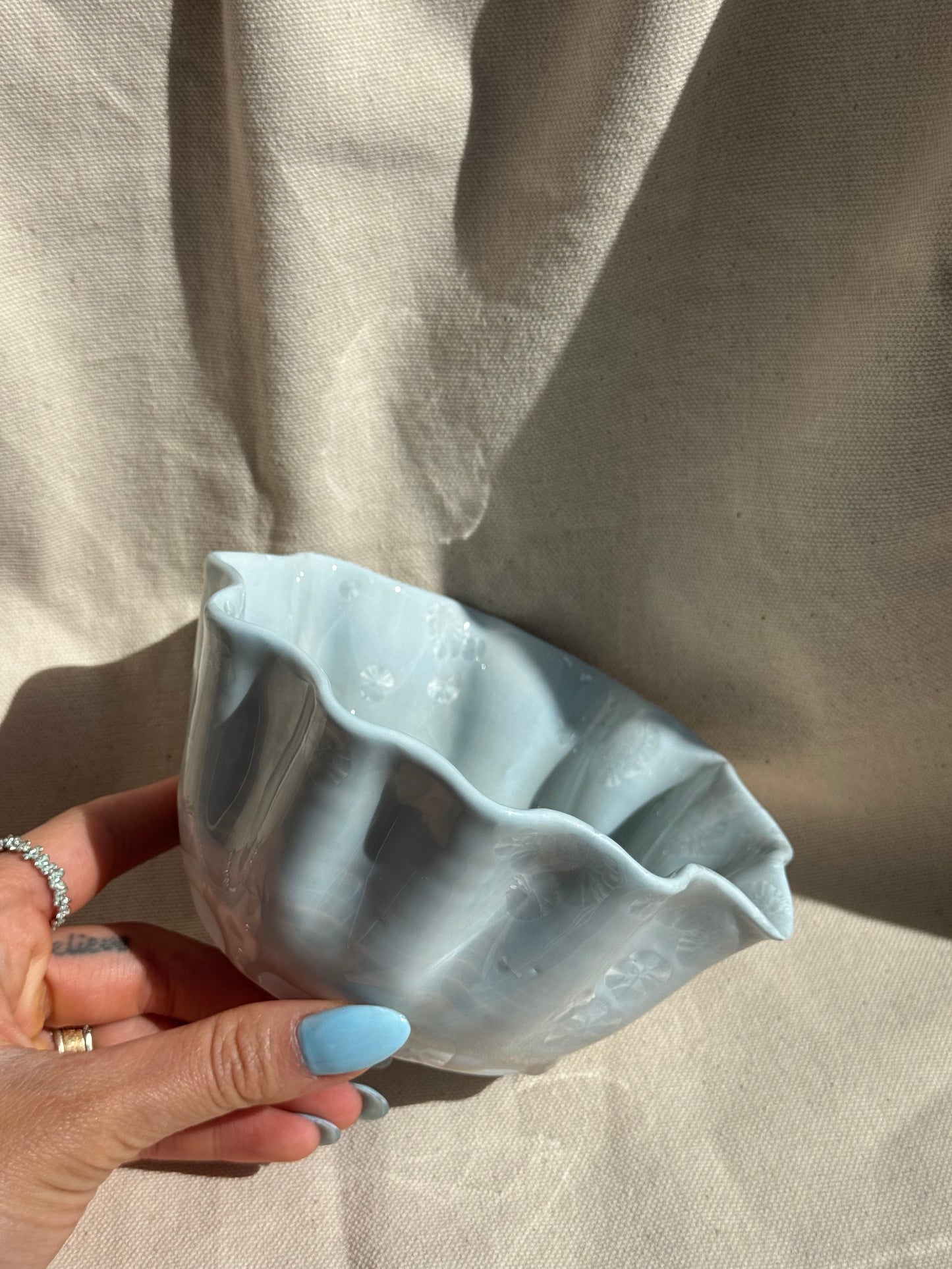 MATCHA BOWL SEASHELL BABY BLUE GLAZE KATAKUCHI 🌸