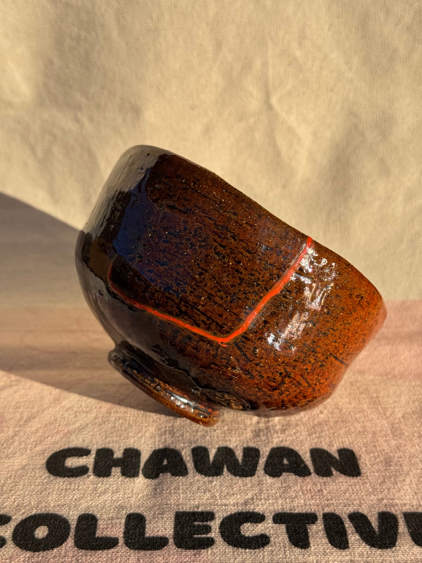 MATCHA TEA BOWL OHI RAKU BROWN CHOCO GLAZE 🌸