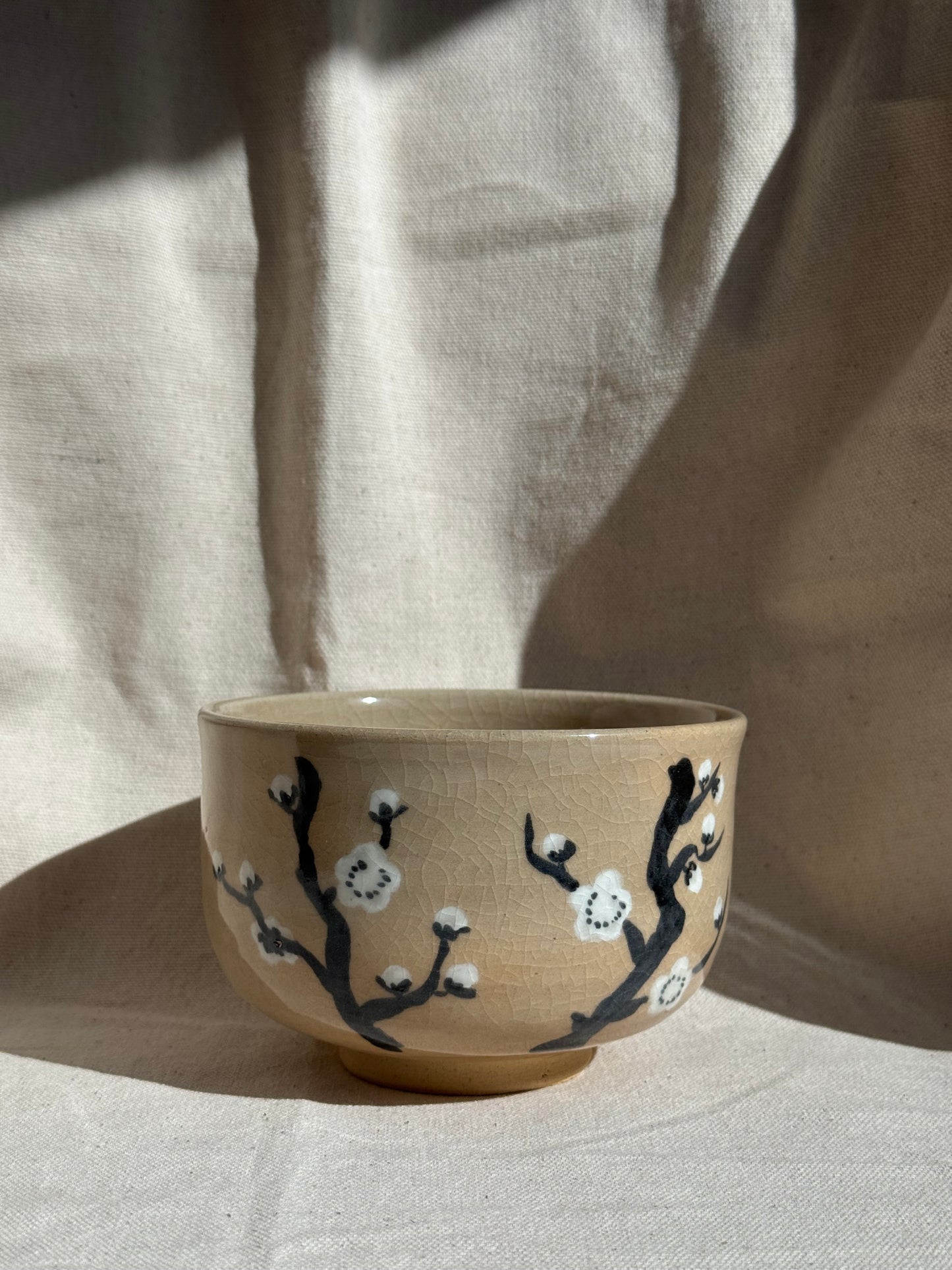 MATCHA BOWL KYO YAKI PLUM FLOWERS HANDPAINTED 🌸