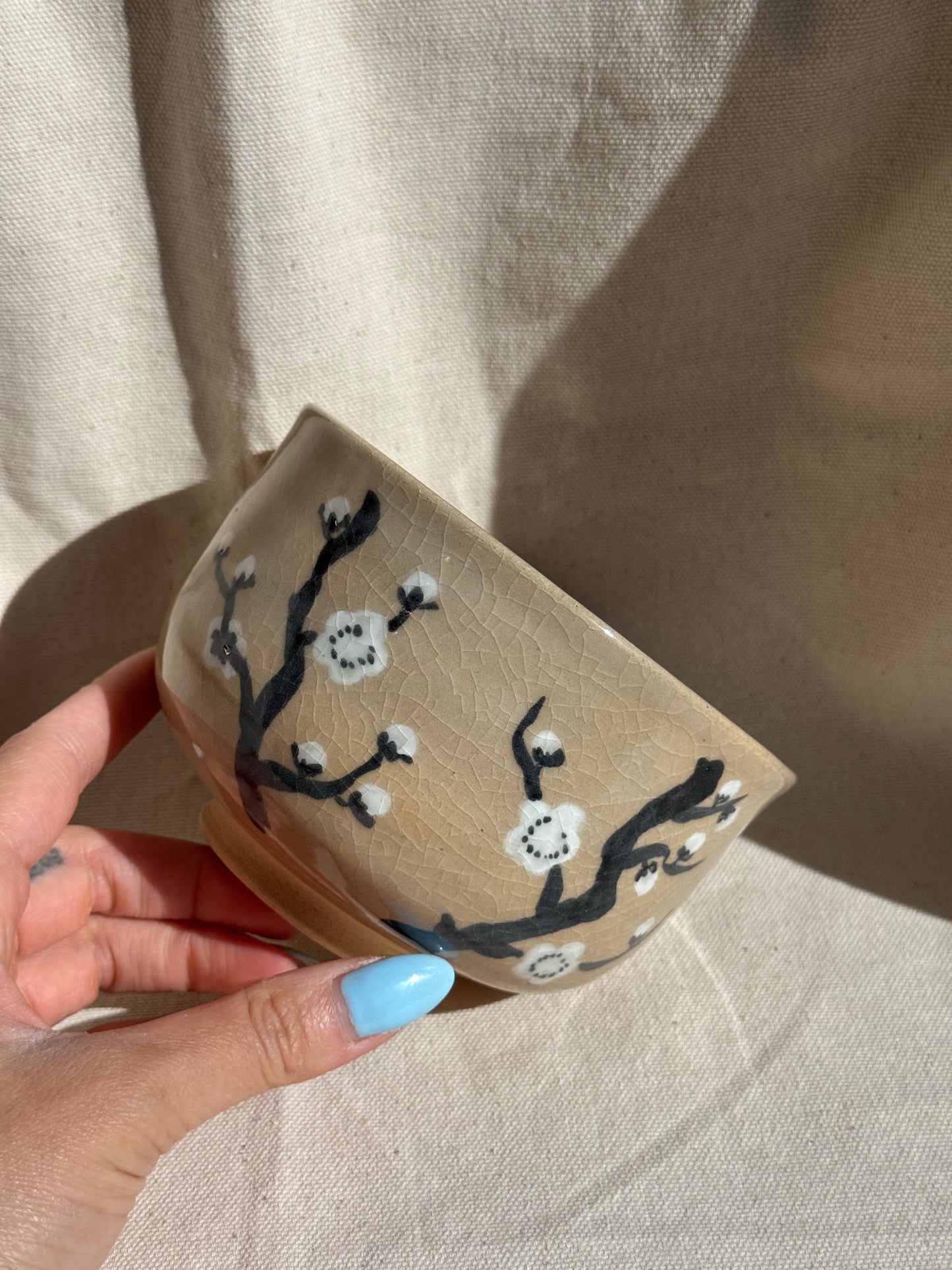 MATCHA BOWL KYO YAKI PLUM FLOWERS HANDPAINTED 🌸