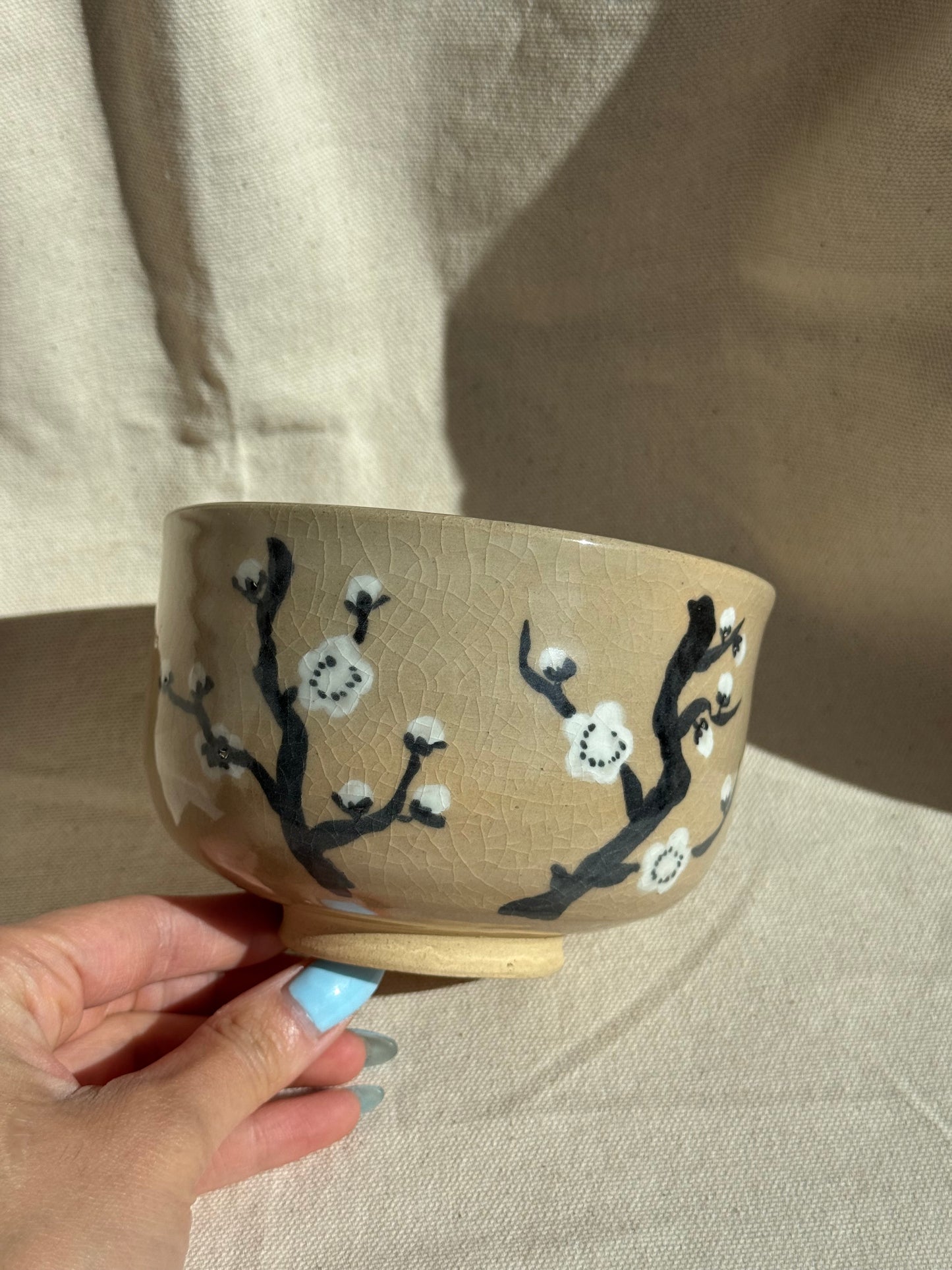 MATCHA BOWL KYO YAKI PLUM FLOWERS HANDPAINTED 🌸