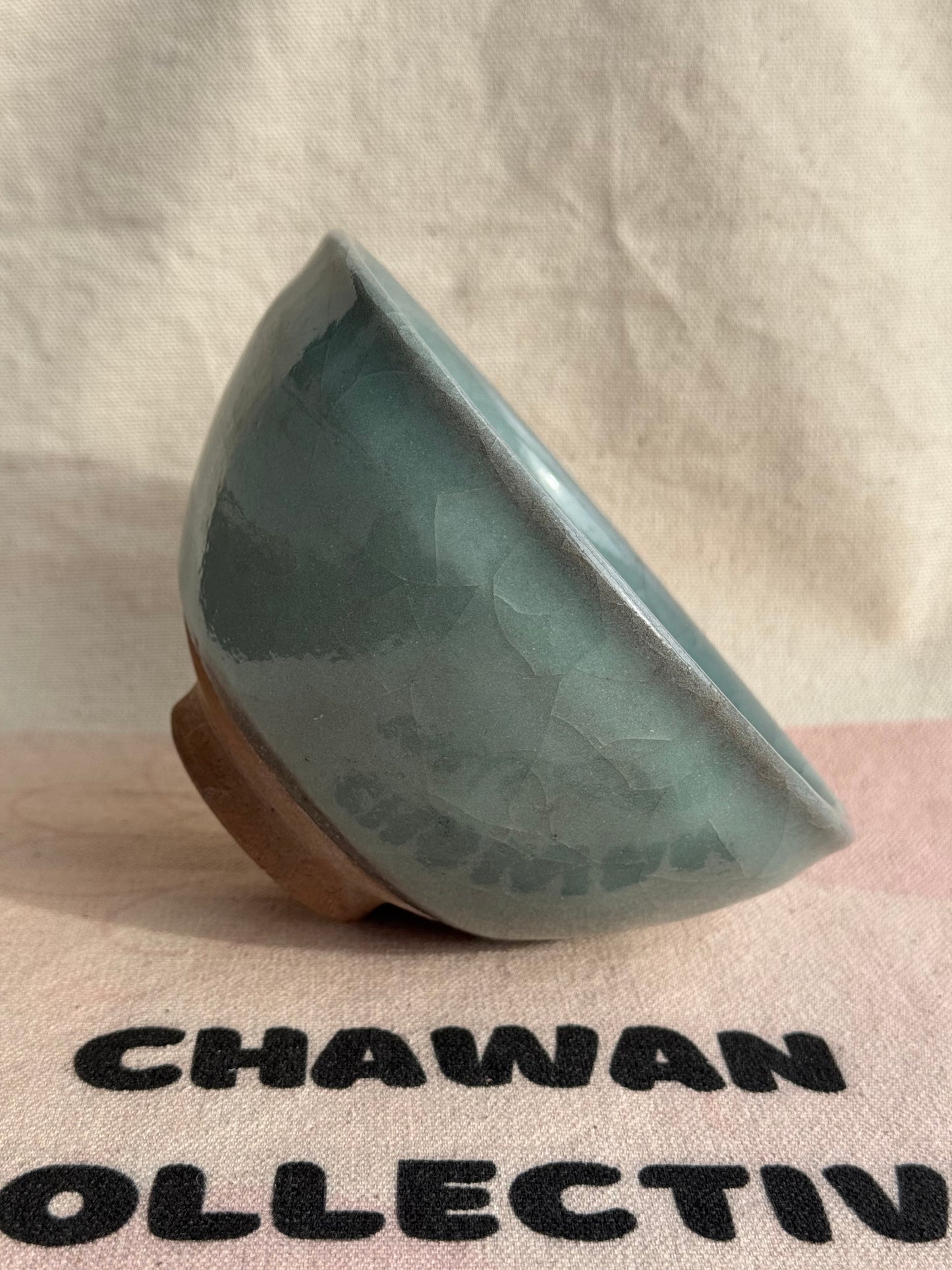 MATCHA BOWL GREEN BLUE CRACK GLAZE 🌸