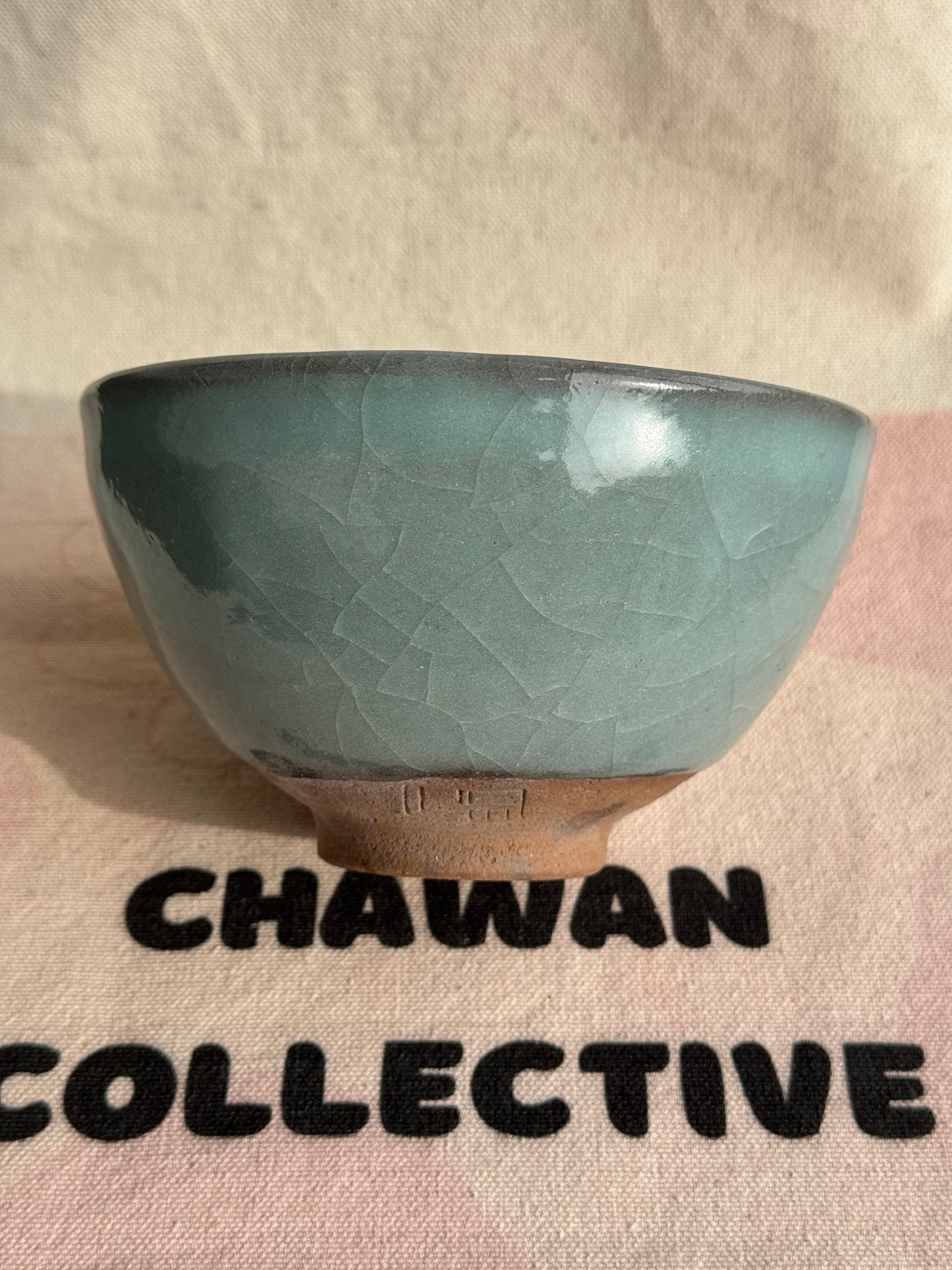 MATCHA BOWL GREEN BLUE CRACK GLAZE 🌸