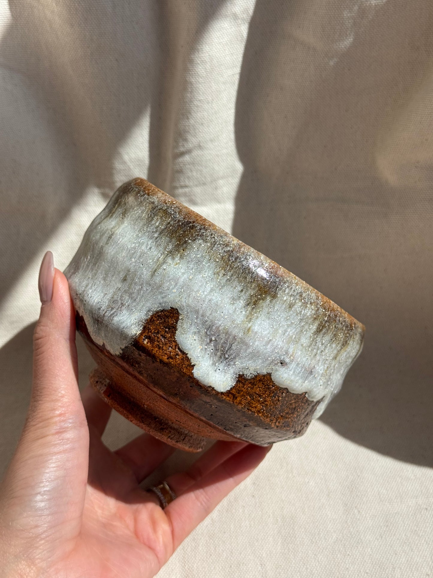 MATCHA BOWL OHI WHITE DRIPPING GLAZE πΈ
