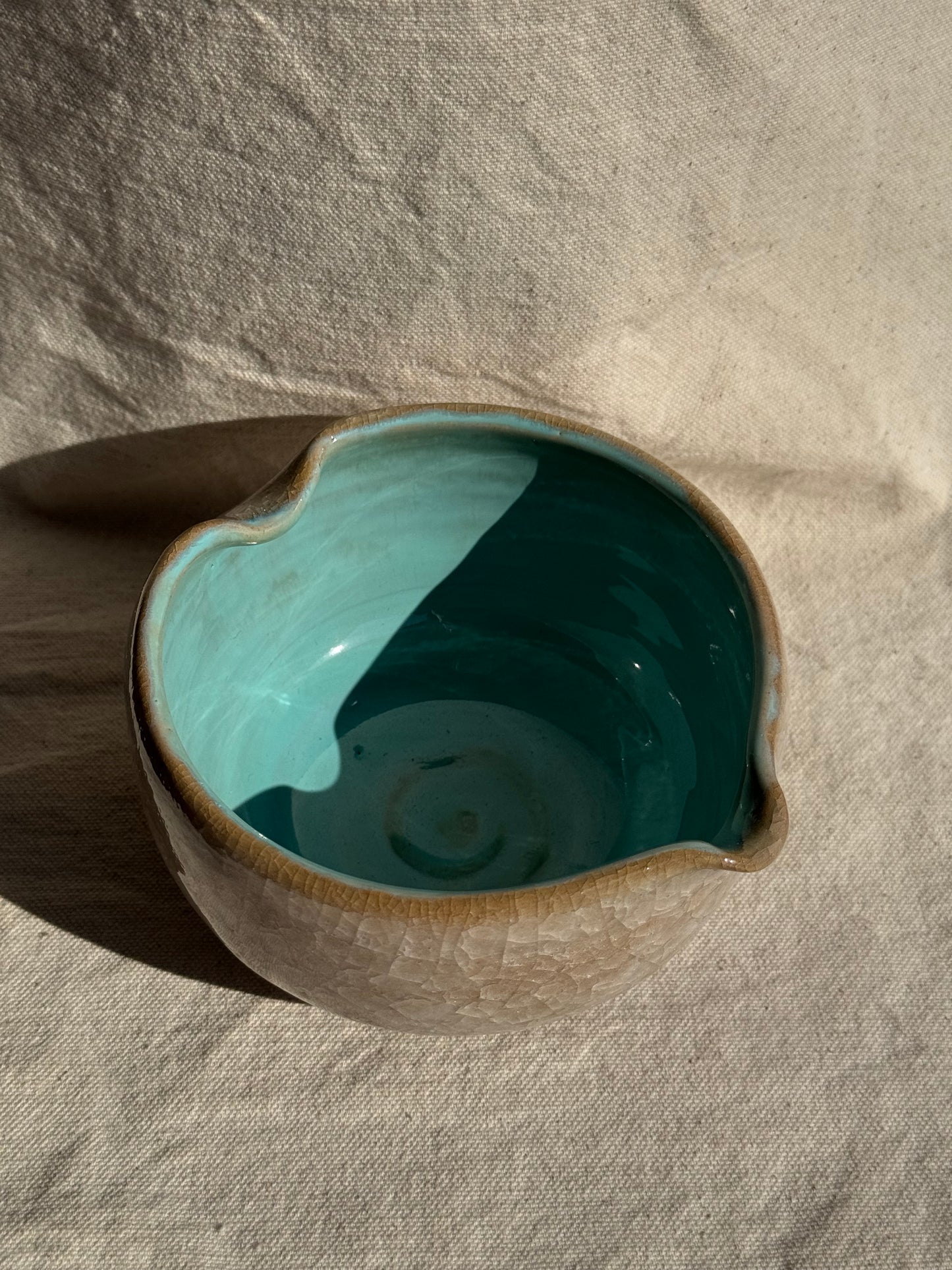 MATCHA BOWL 2 TONES ICY BLUE CRACK GLAZE KATAKUCHI 🌸