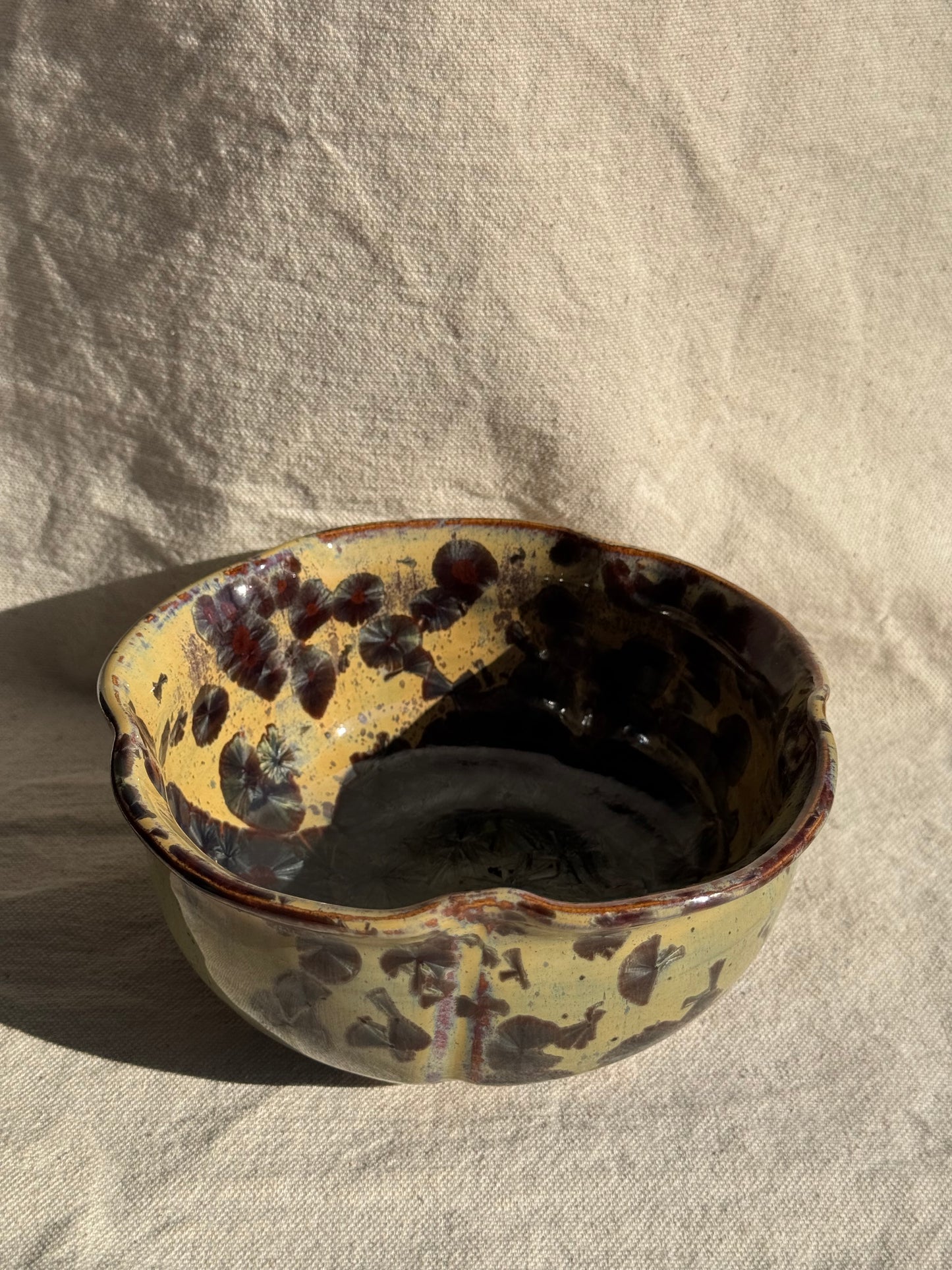 MATCHA BOWL FLORAL YELLOW GLAZE 🌸