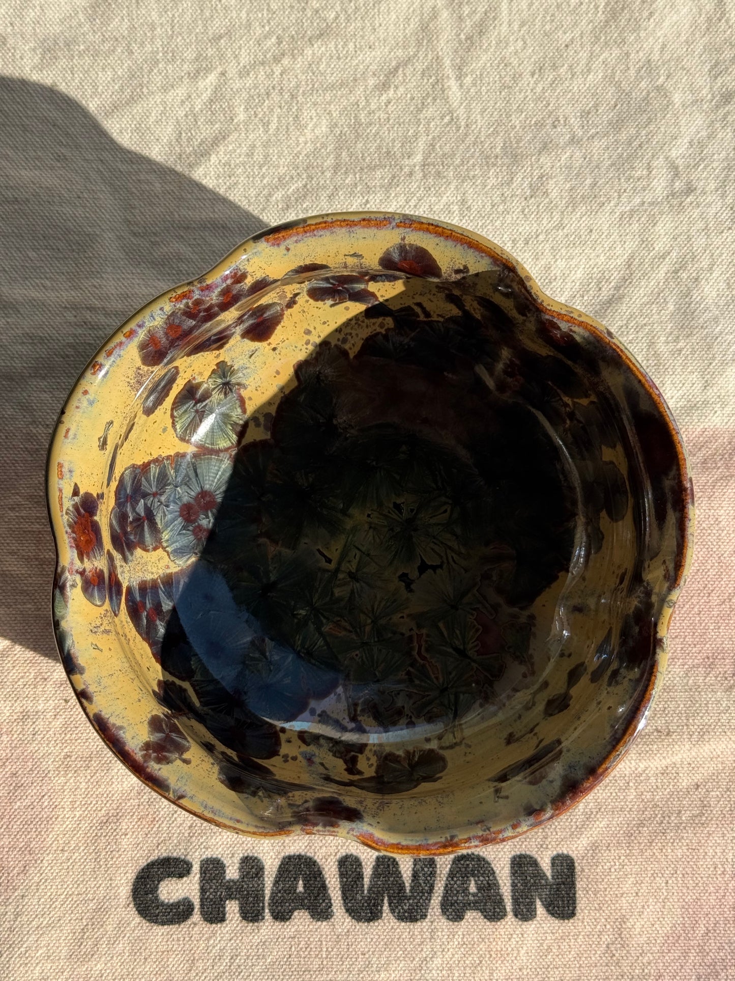 MATCHA BOWL FLORAL YELLOW GLAZE 🌸