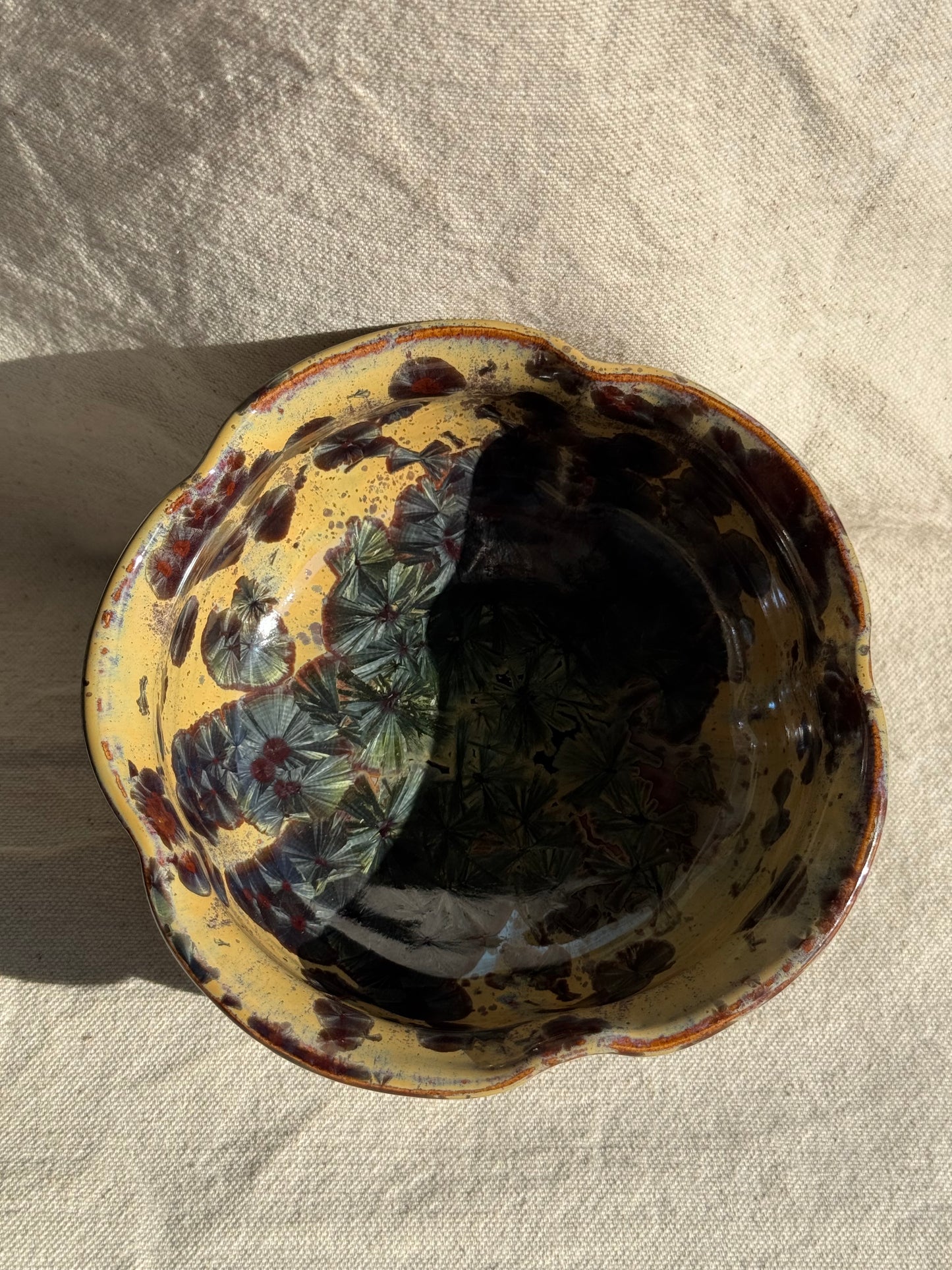 MATCHA BOWL FLORAL YELLOW GLAZE 🌸