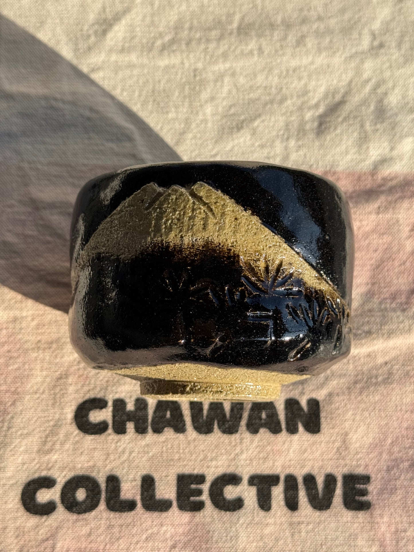 MATCHA TEA BOWL KURO RAKU MT FUJI πΈ