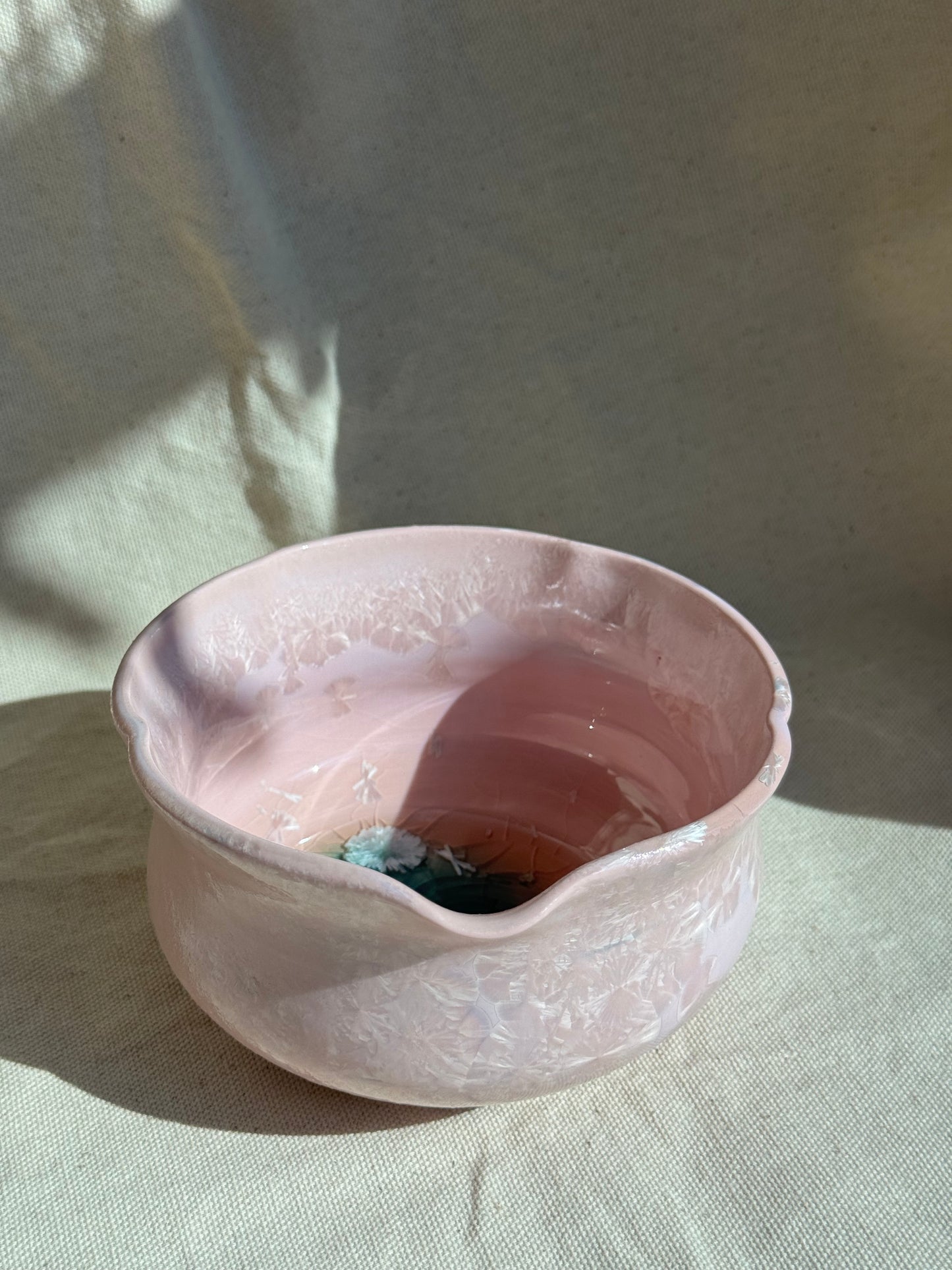 MATCHA BOWL FLORAL MATTE BABY PINK GLAZE KATAKUCHI πΈ