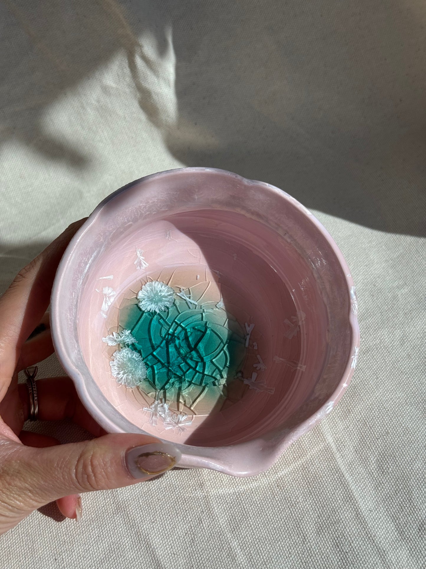 MATCHA BOWL FLORAL MATTE BABY PINK GLAZE KATAKUCHI πΈ