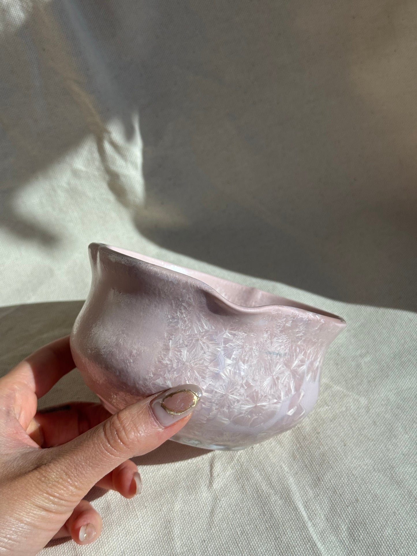 MATCHA BOWL FLORAL MATTE BABY PINK GLAZE KATAKUCHI πΈ