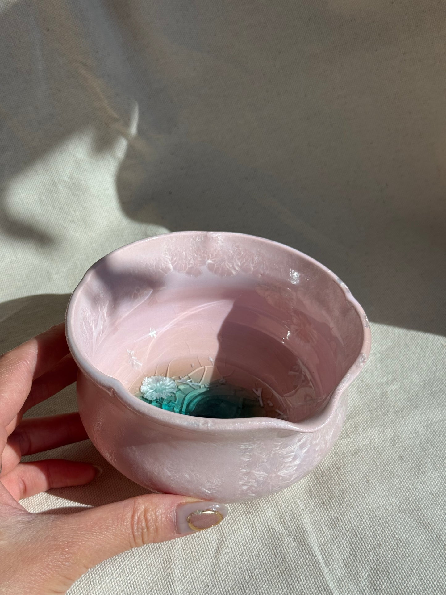 MATCHA BOWL FLORAL MATTE BABY PINK GLAZE KATAKUCHI πΈ
