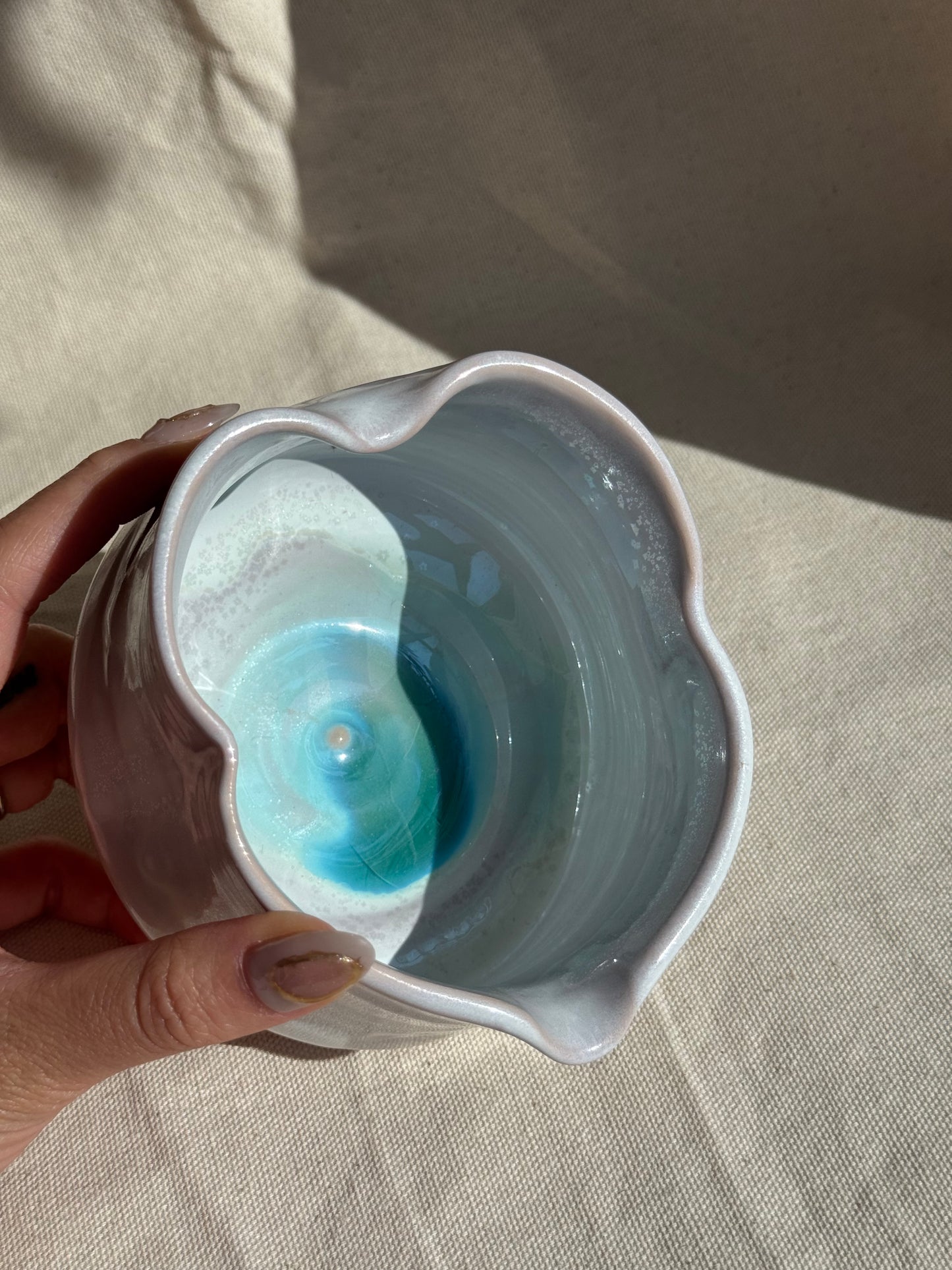 MATCHA BOWL IRREGULAR PALE LILAC GLAZE KATAKUCHI πΈ