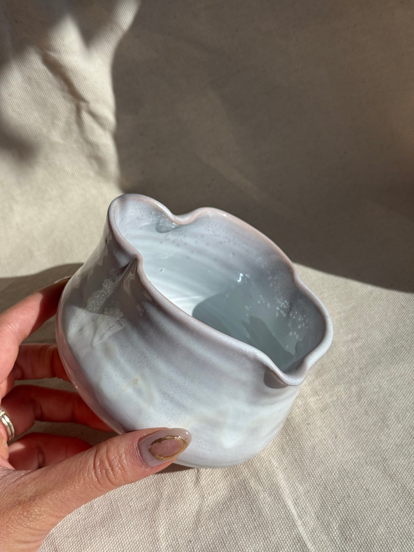 MATCHA BOWL IRREGULAR PALE LILAC GLAZE KATAKUCHI πΈ