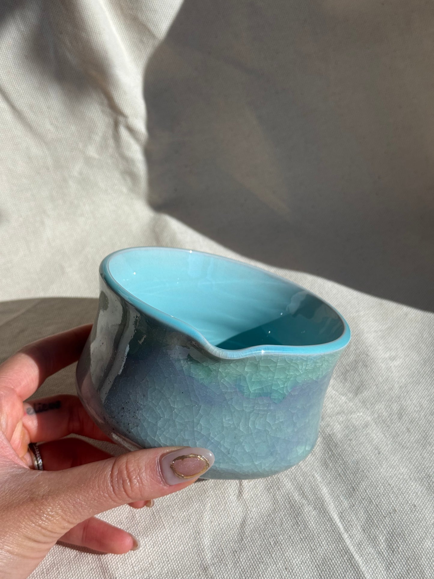 MATCHA BOWL CELADON CRACKING GLAZE KATAKUCHI πΈ