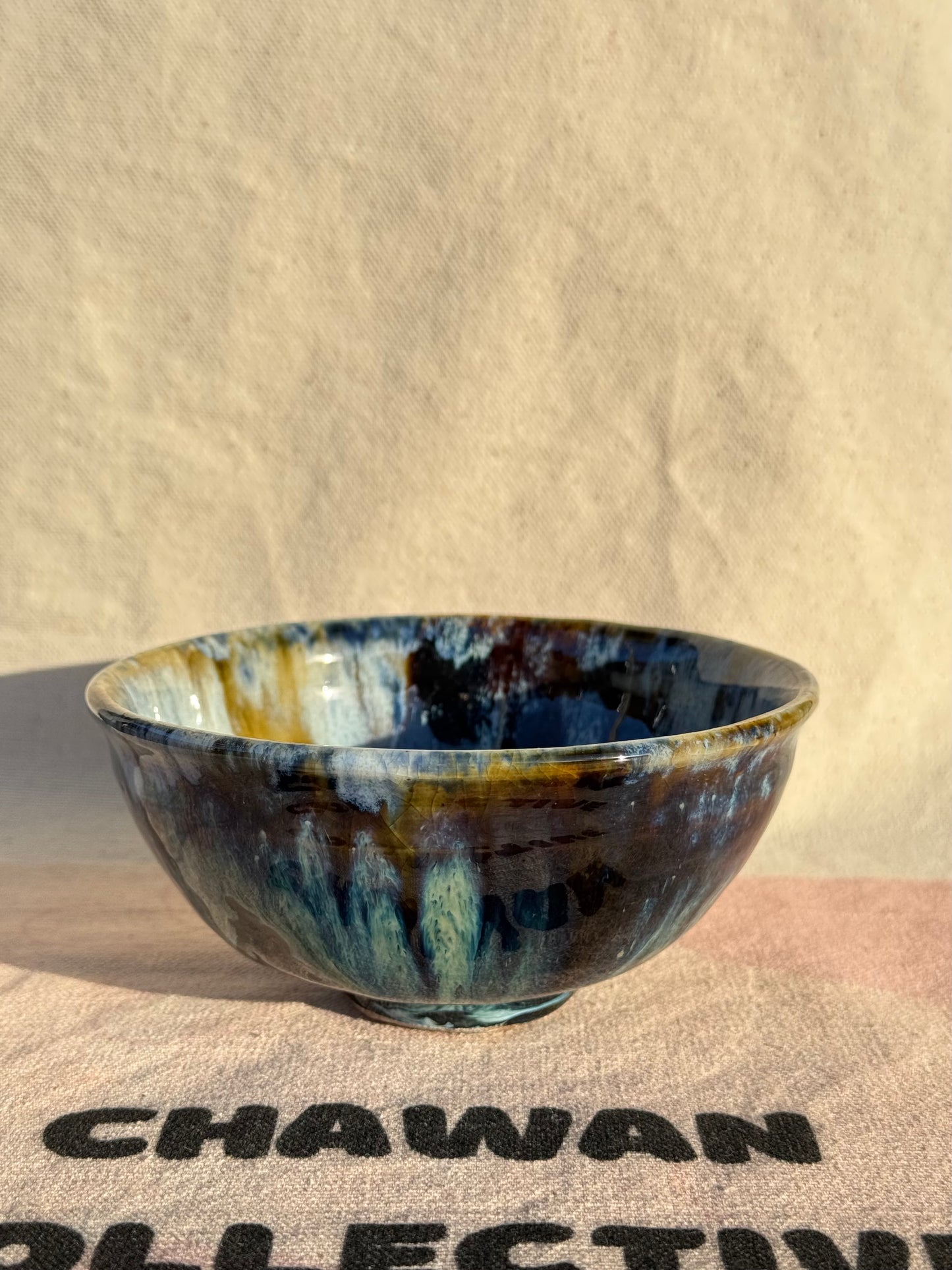 TEA BOWL DRIPPING SEA GLAZE 🌊🌸