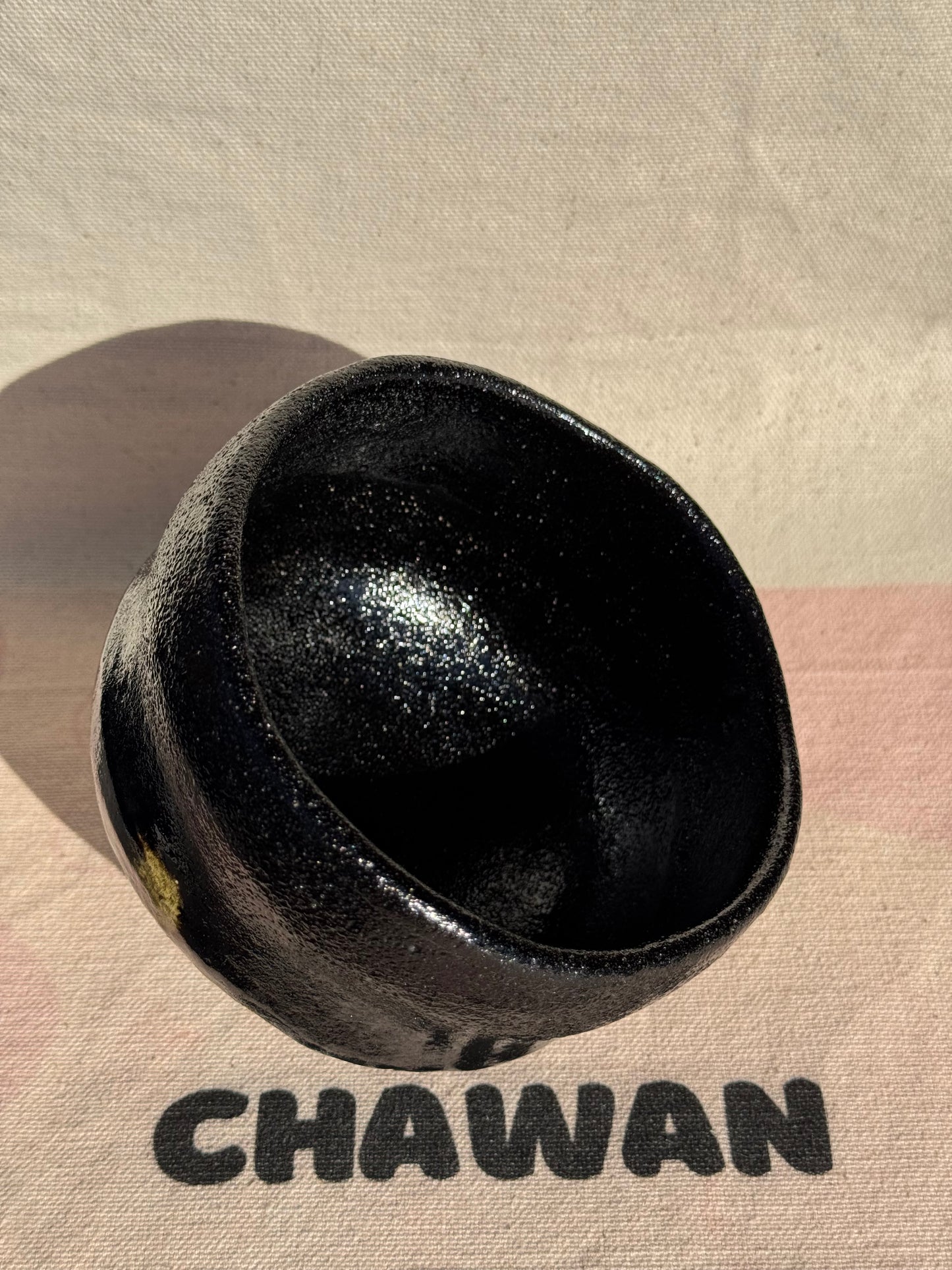 MATCHA TEA BOWL KURO RAKU GOLD GLAZE 🌸
