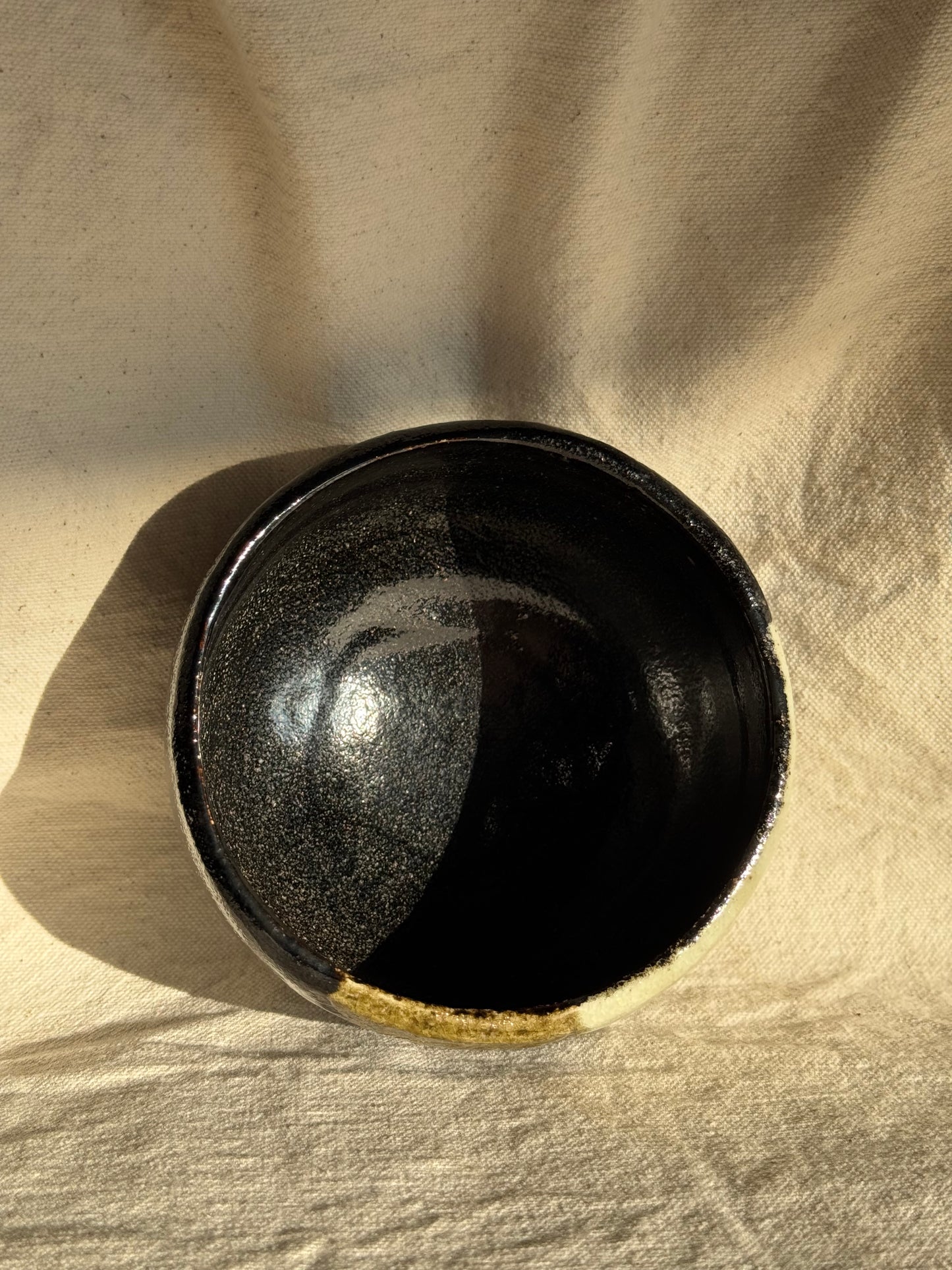 MATCHA BOWL KURO RAKU HAND PAINTED WHITE GLAZE🌸