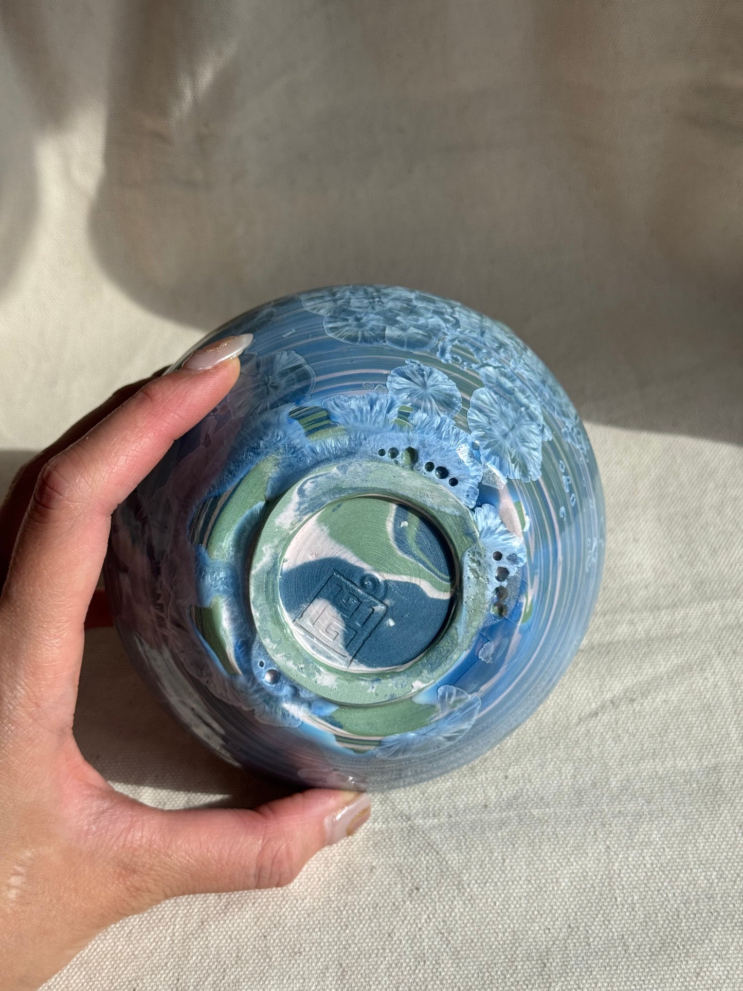 MATCHA BOWL 2 TONE BLUE GREEN MARBLE LOVE KATAKUCHI πΈ