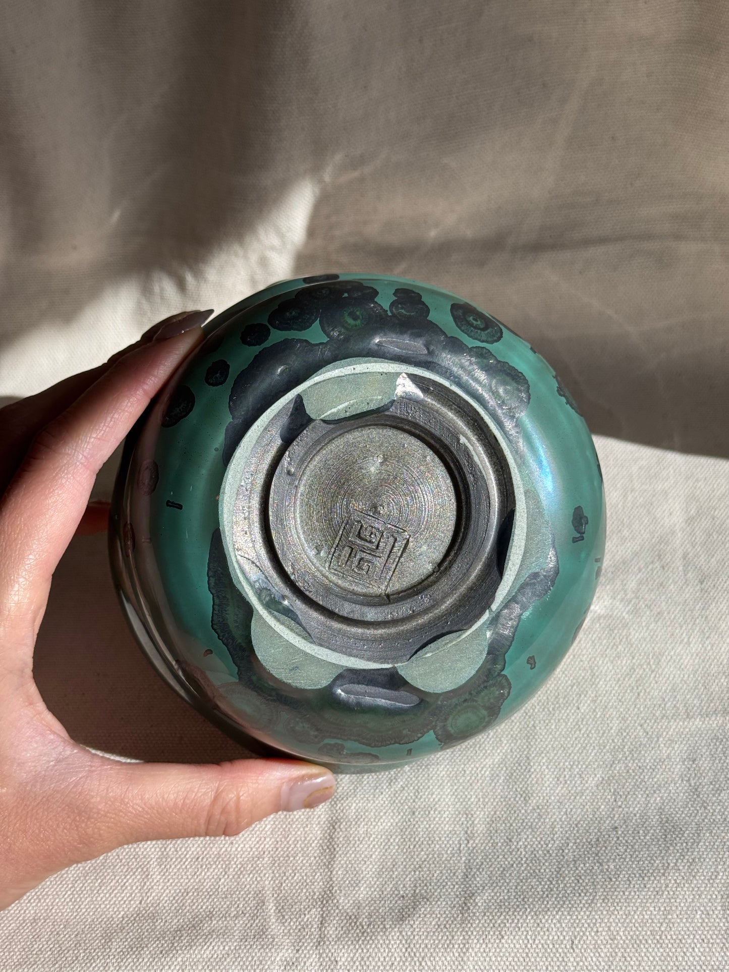 MATCHA BOWL FLORAL MATTE GREEN GLAZE KATAKUCHI πΈ