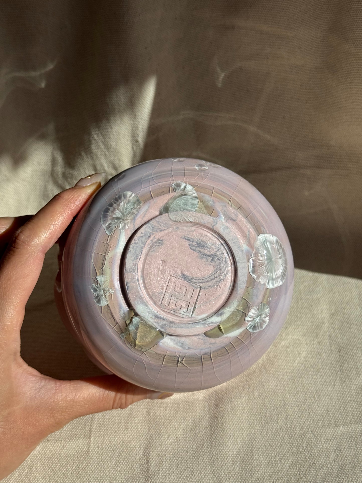 MATCHA BOWL FLORAL PINK PURPLE MARBLE GLAZE KATAKUCHI 🌸