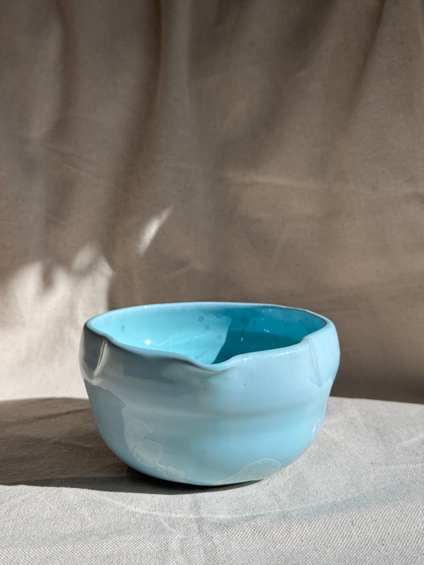 MATCHA BOWL IRREGULAR CELADON BLUE GLAZE KATAKUCHI πΈ