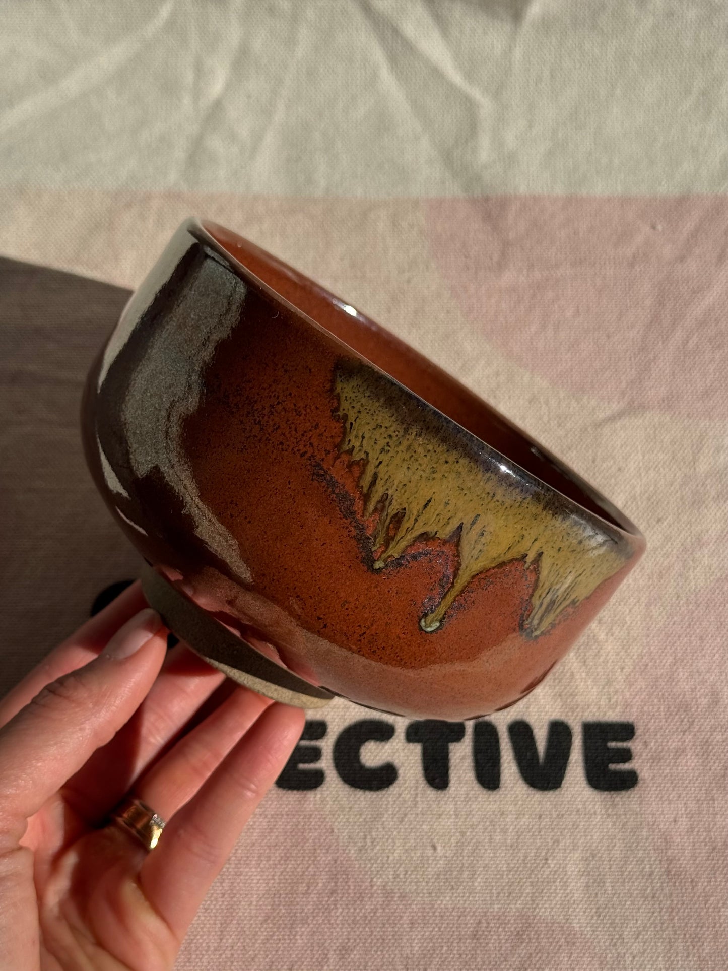 TEA BOWL DRIPPING BROWN GLAZE 🌸