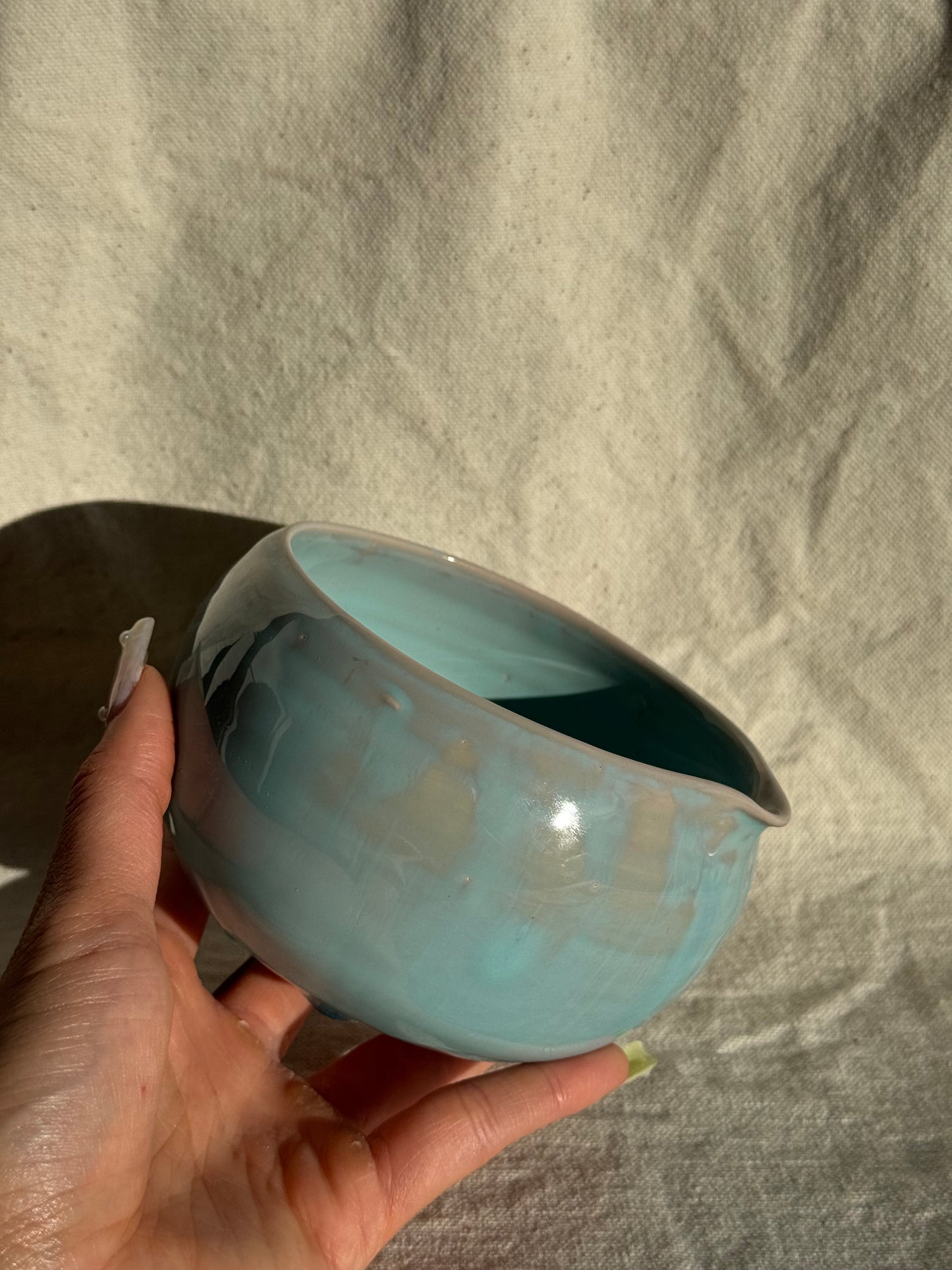 MATCHA BOWL CELADON BLUE GLAZE KATAKUCHI πΈ