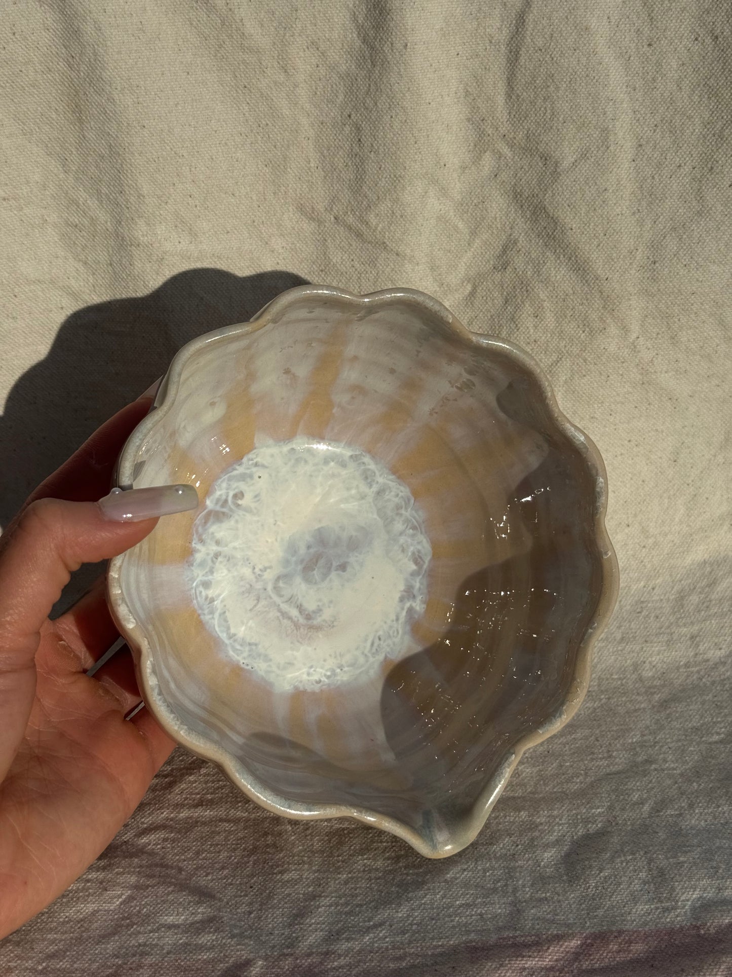 MATCHA BOWL SEASHELL PEARL GLAZE KATAKUCHI πΈ