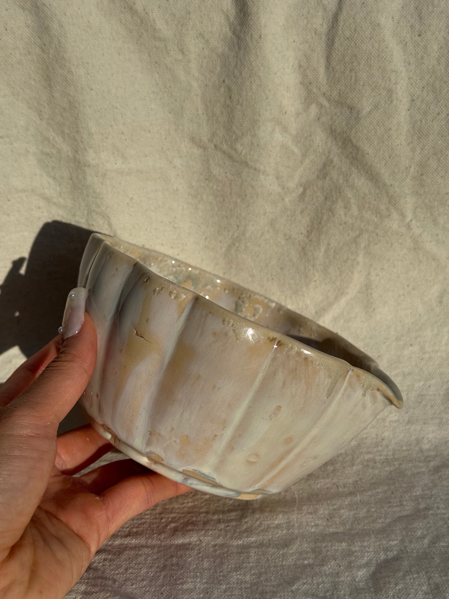 MATCHA BOWL SEASHELL PEARL GLAZE KATAKUCHI πΈ