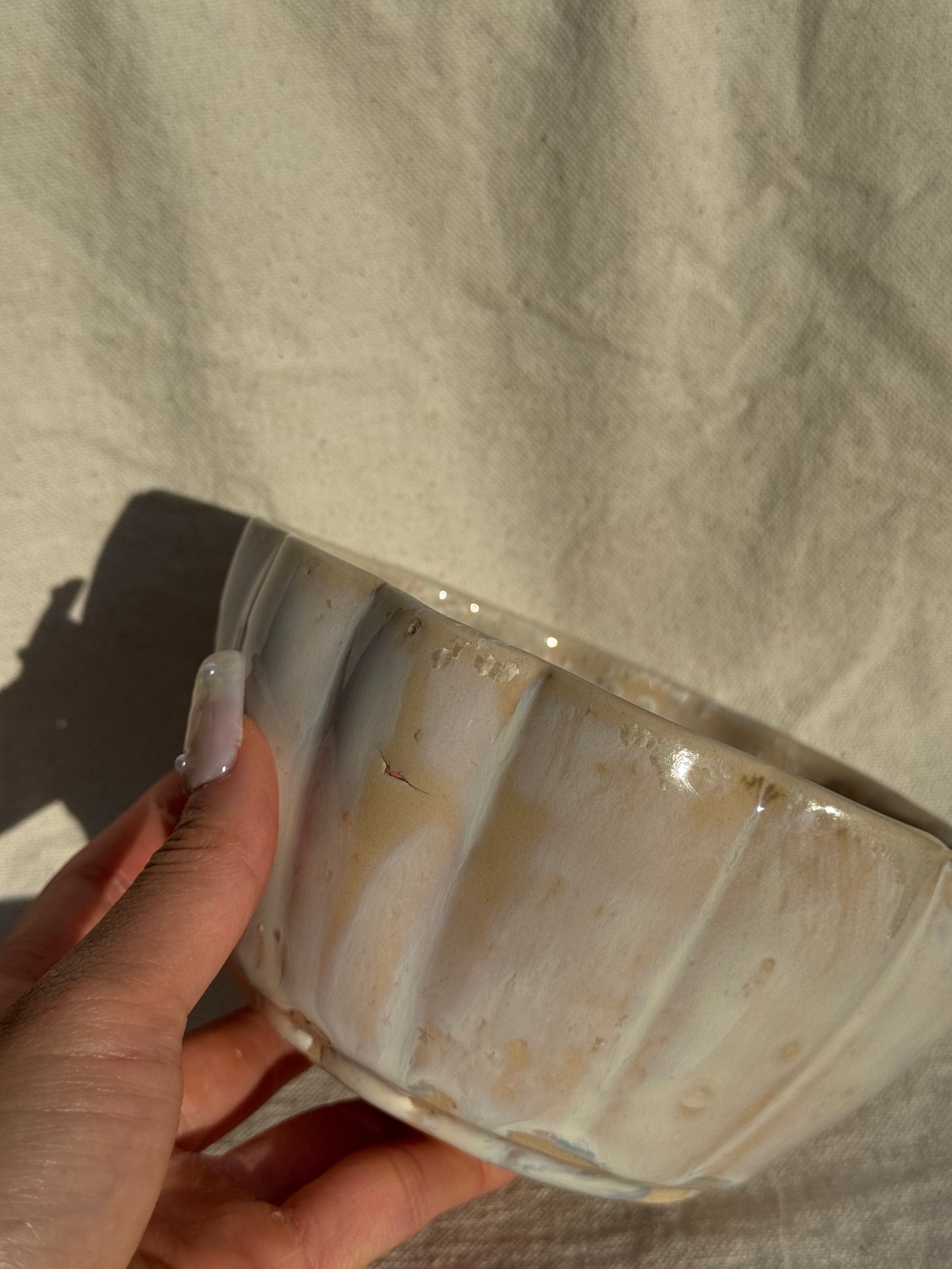 MATCHA BOWL SEASHELL PEARL GLAZE KATAKUCHI πΈ