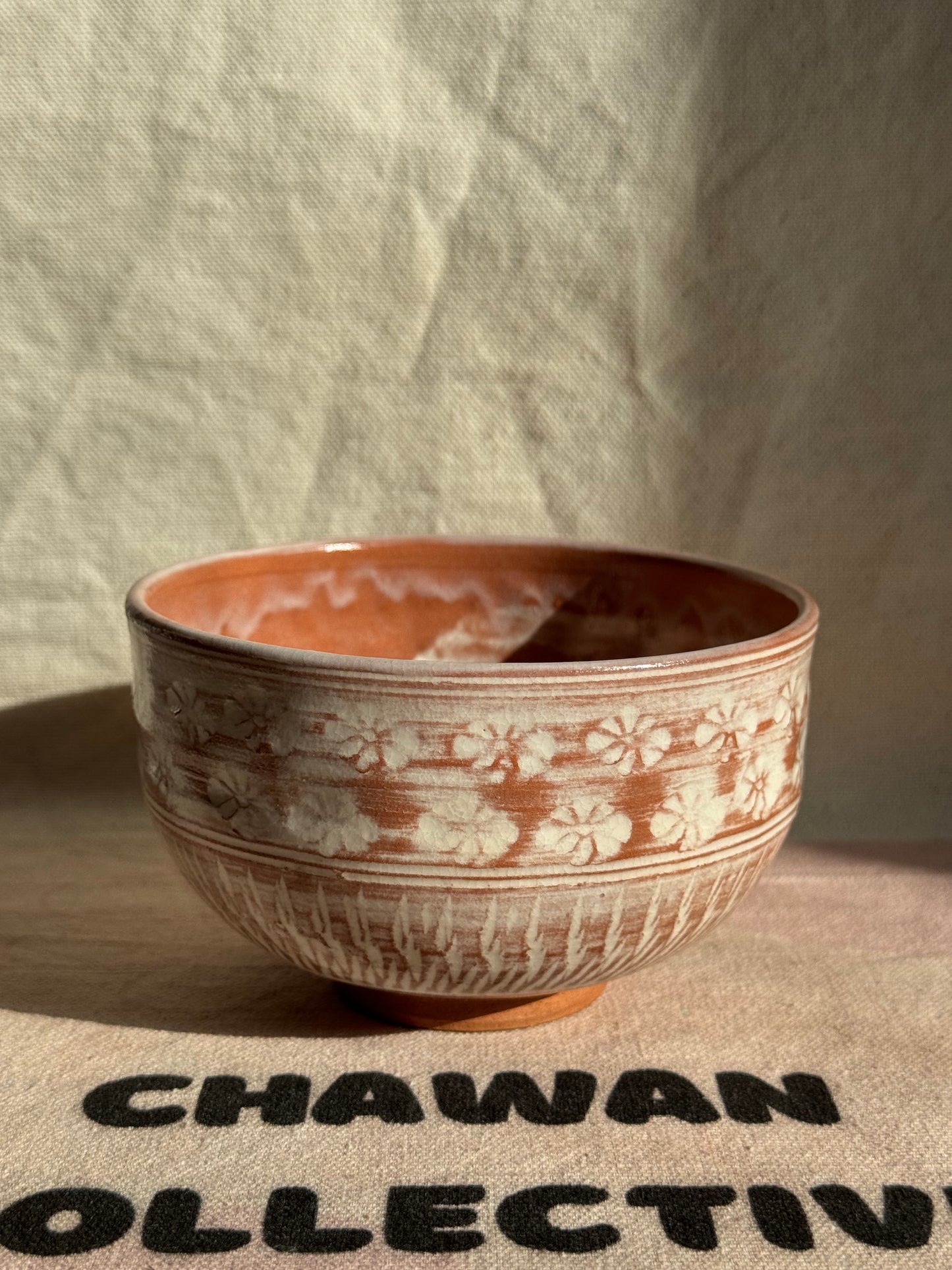 TEA BOWL KYO YAKI MISHIMA RED CLAY 🌸