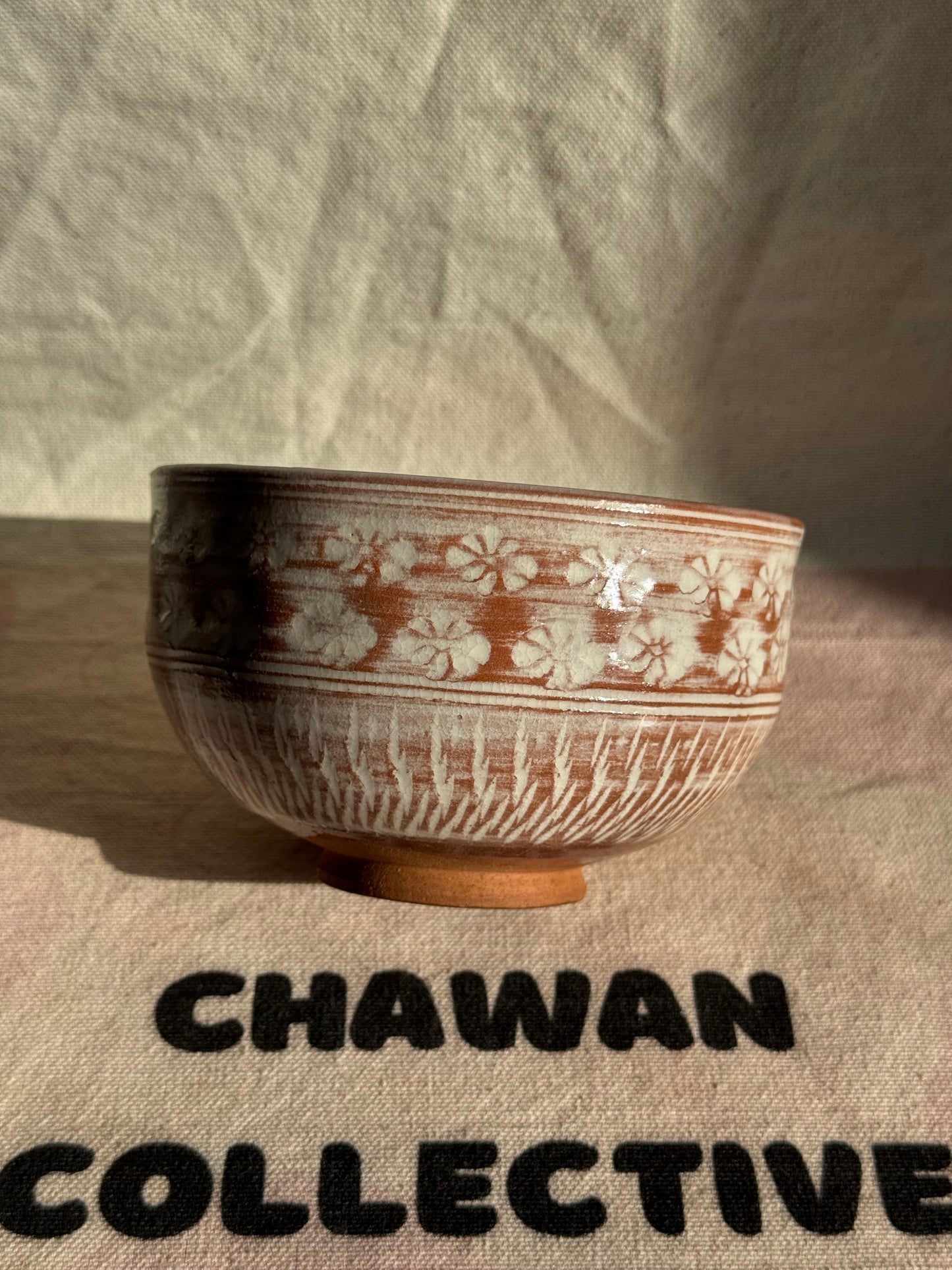TEA BOWL KYO YAKI MISHIMA RED CLAY 🌸
