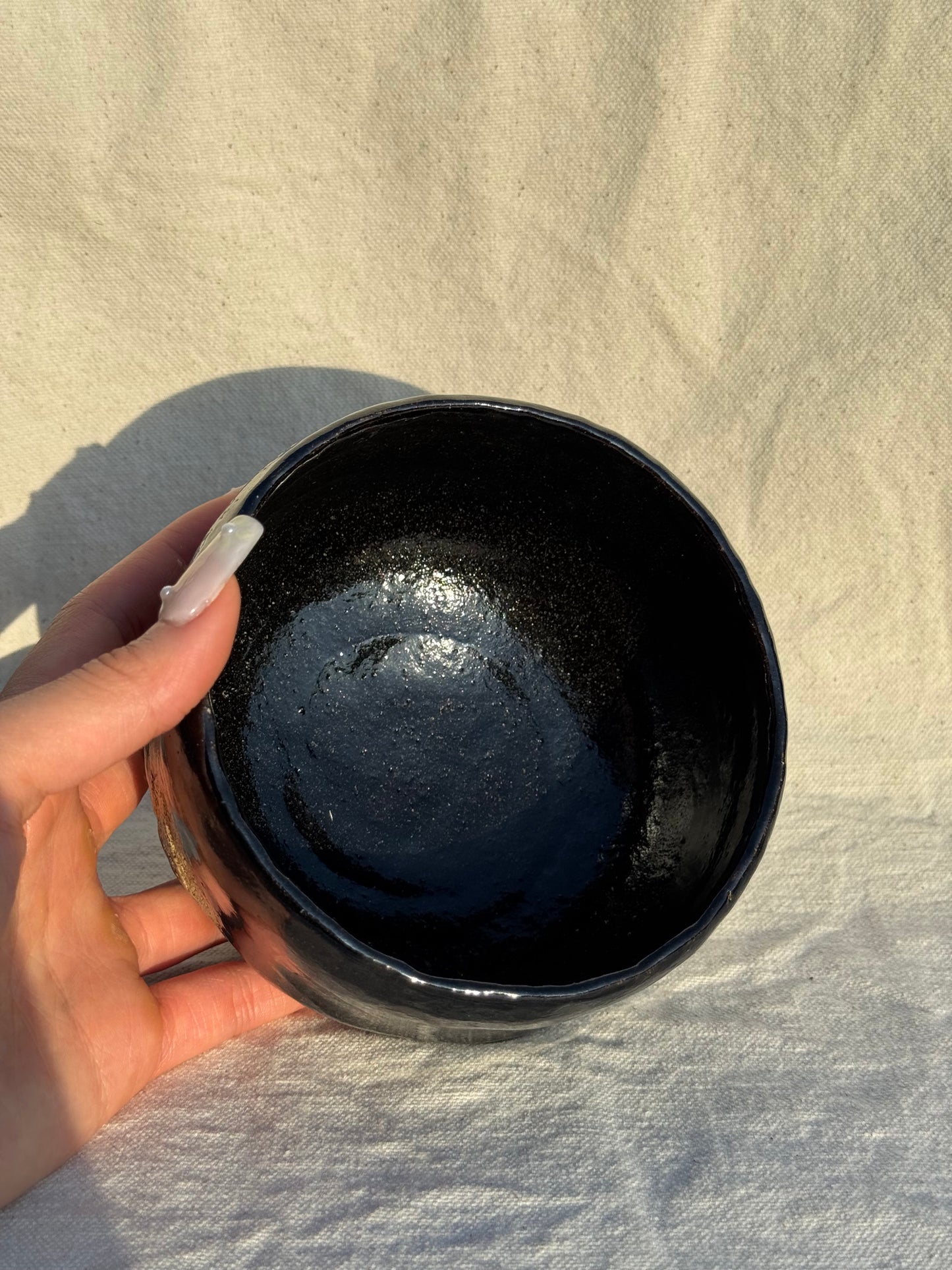 MATCHA BOWL KURO RAKU GOLD SPOTS πΈ
