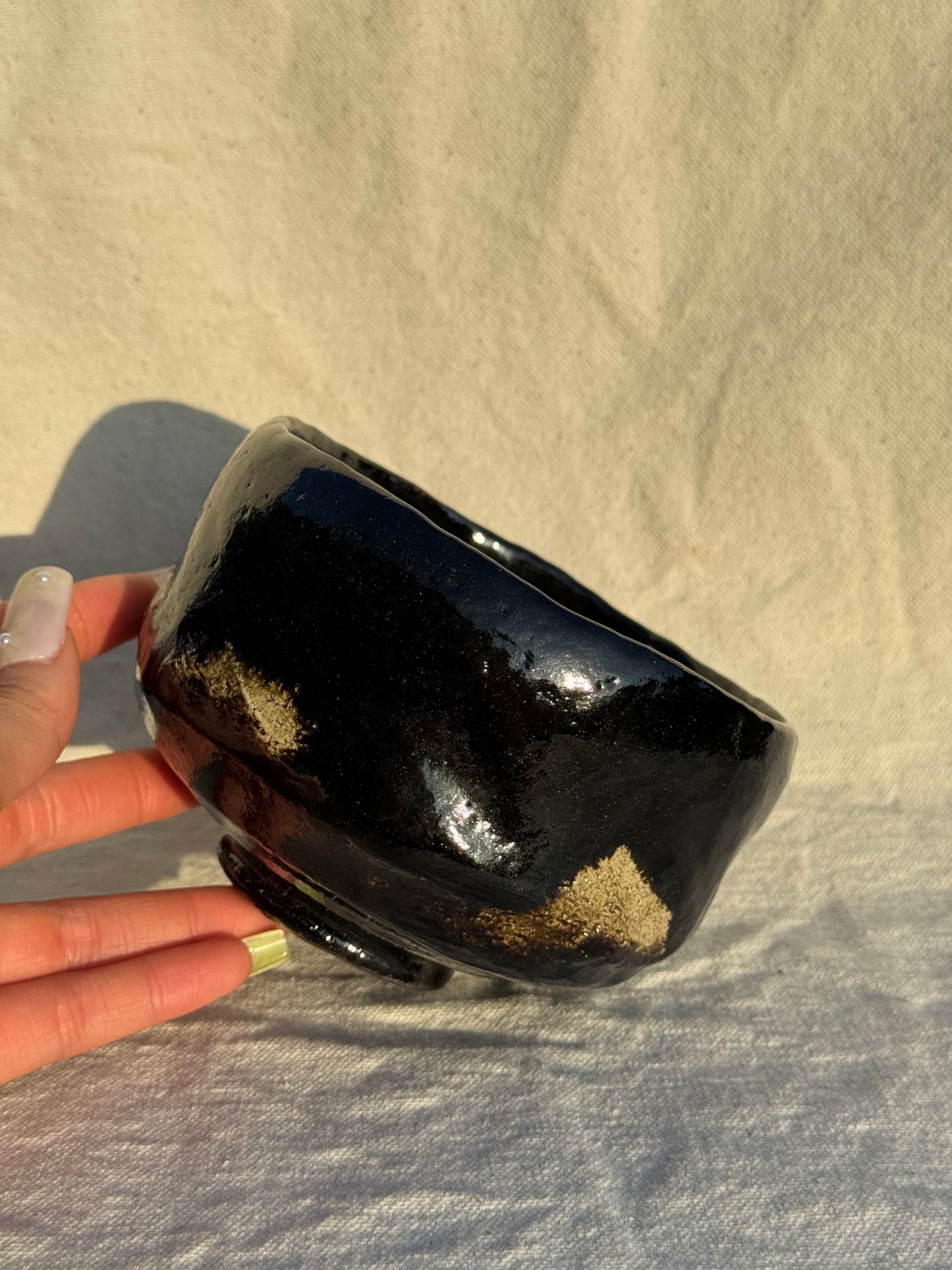 MATCHA BOWL KURO RAKU GOLD SPOTS πΈ